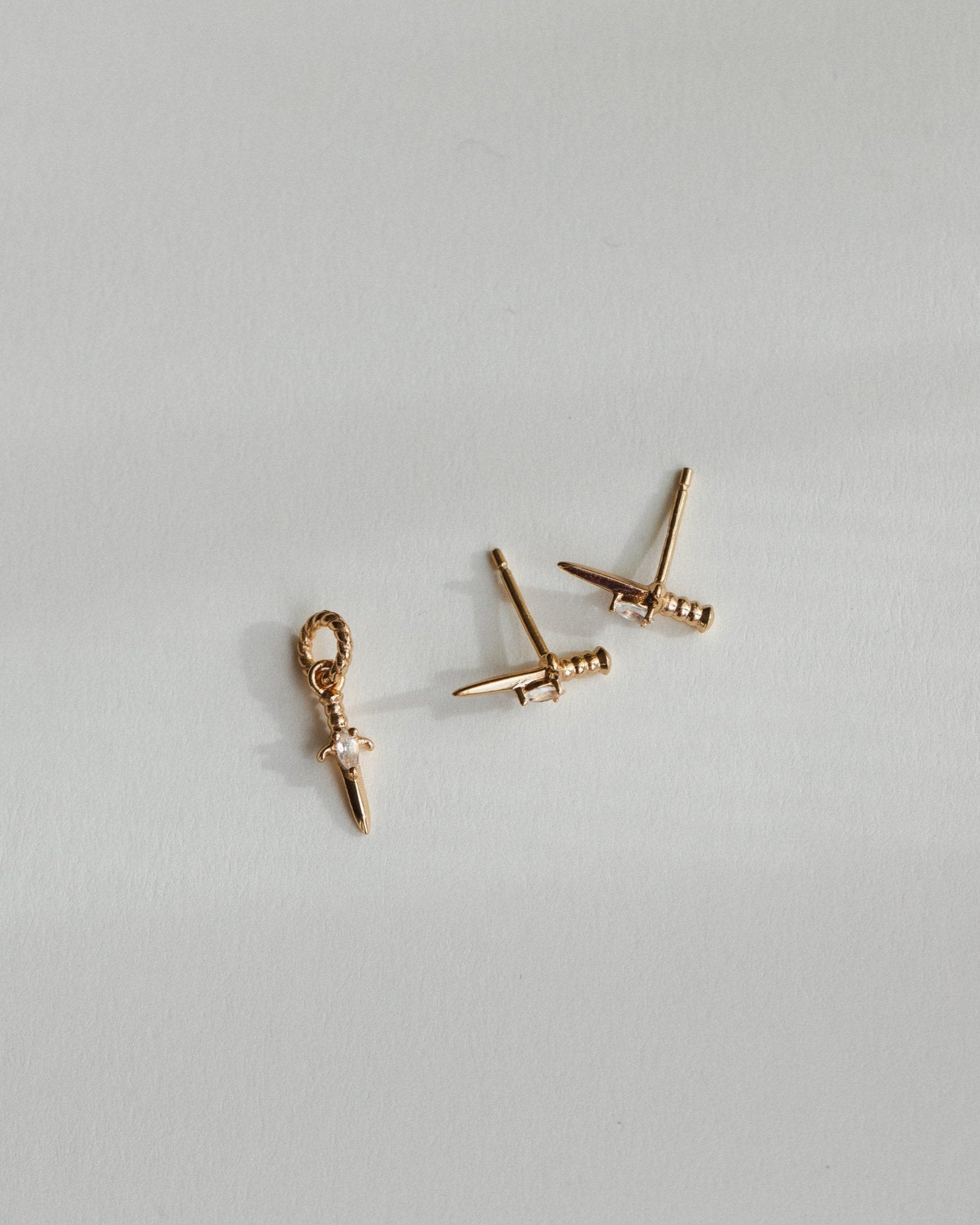 Moonstone Dagger Stud Earrings for Women - Gothic Punk Jewelry for Parties, Concerts & Alternative Fashion