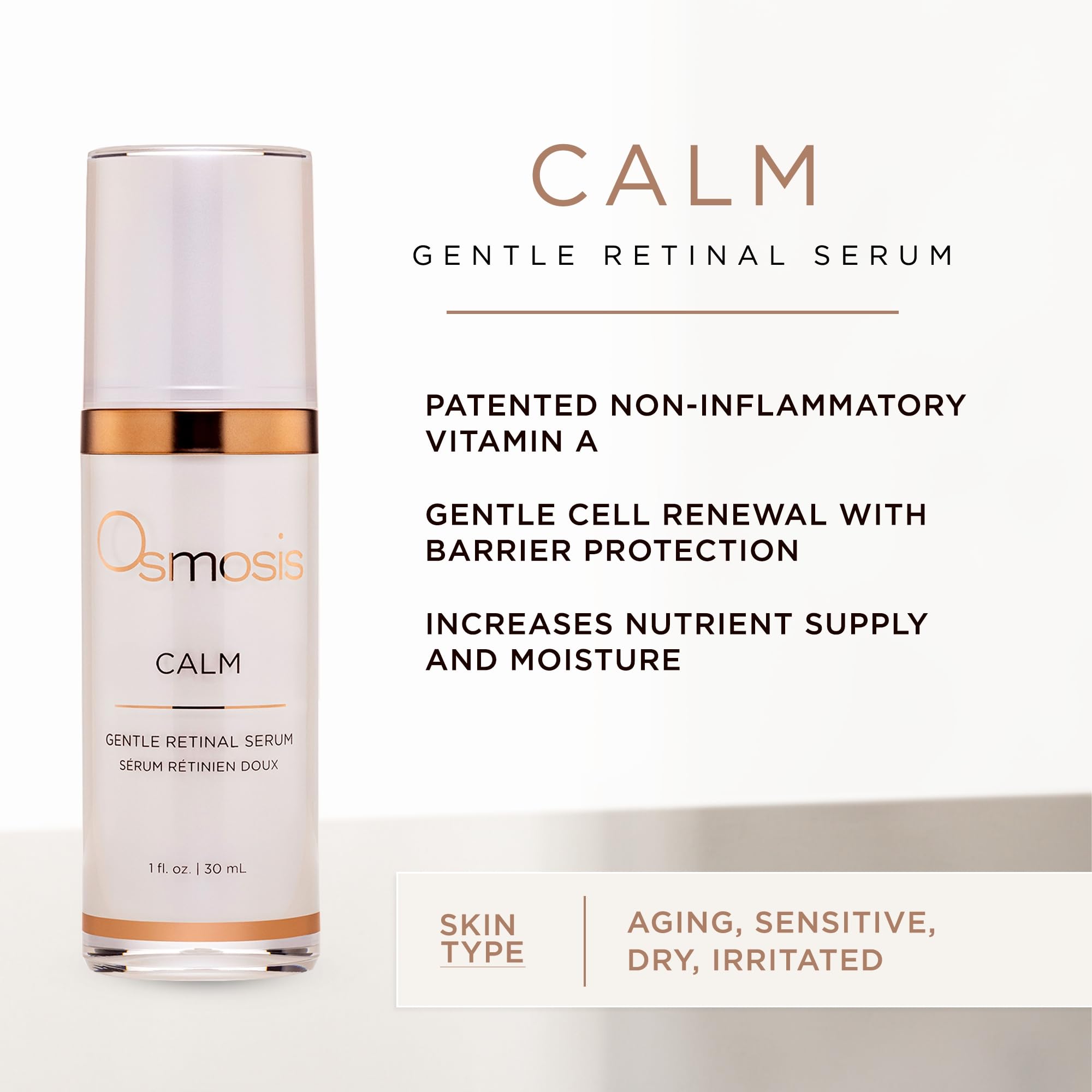 OSMOSIS Gentle Facial Cleanser & Serum Kit - Coconut Oil Face Wash (1.69oz) + Retinal Facial Serum with Vitamin A (1oz) | Daily Skincare Routine for Sensitive Skin, Anti-Aging & Hydration