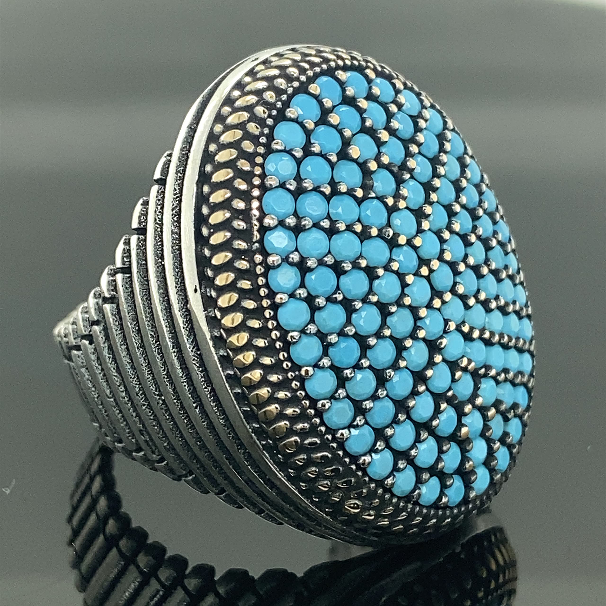 Handmade 925 Sterling Silver Turquoise Stone Ring - Ottoman Style Turkish Jewelry for Women, Gift for Her, Perfect for Weddings & Special Occasions