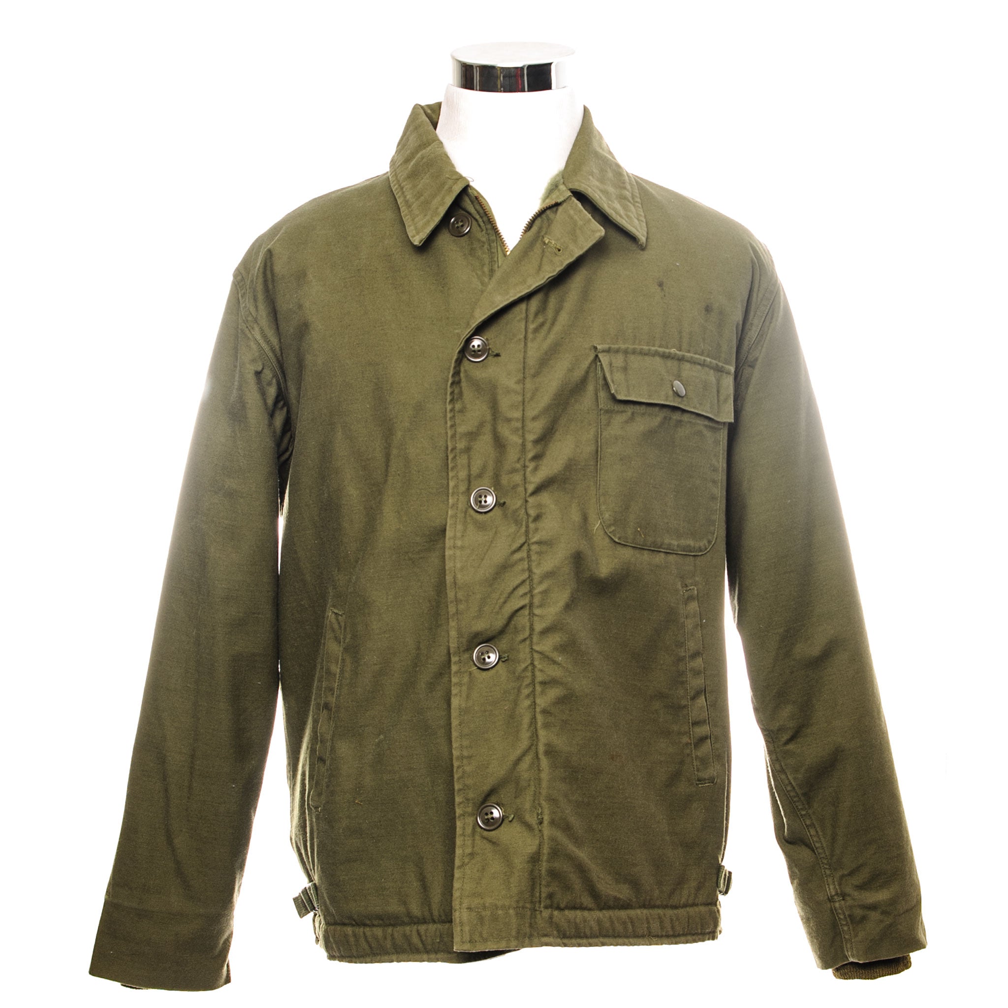 Vintage US Navy A-2 Deck Jacket Cold Weather Flight Jacket - Size Large 42-44 - Authentic 1971 Vietnam War Military Issue - Perfect for Outdoor Adventures, Historical Reenactments & Collector's Display