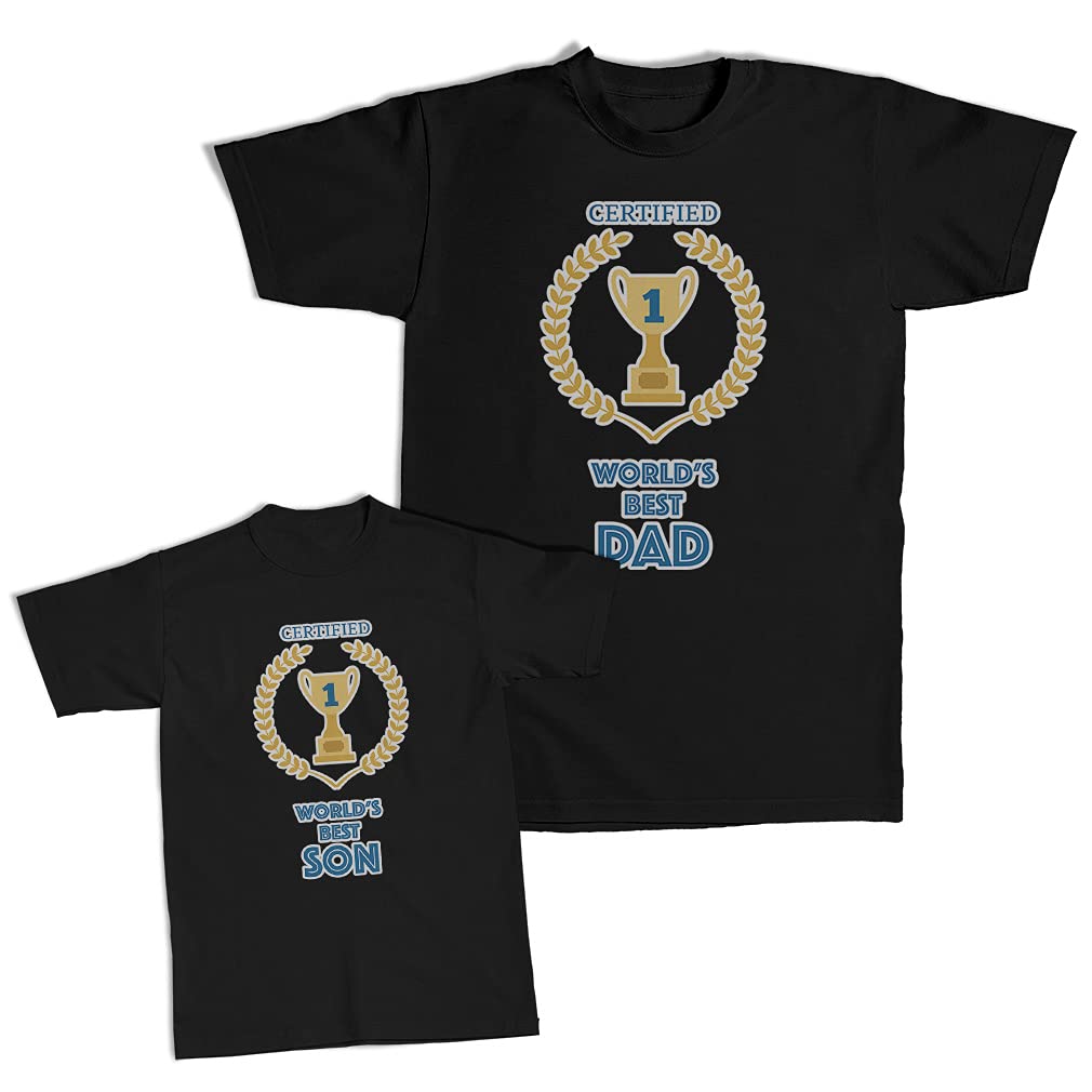 Father and Son Matching Outfits - Dad & Son Coordinated T-Shirts for Father's Day, Birthday - Best Dad Trophy Design - Perfect for Family Photos, Special Occasions & Father-Son Bonding