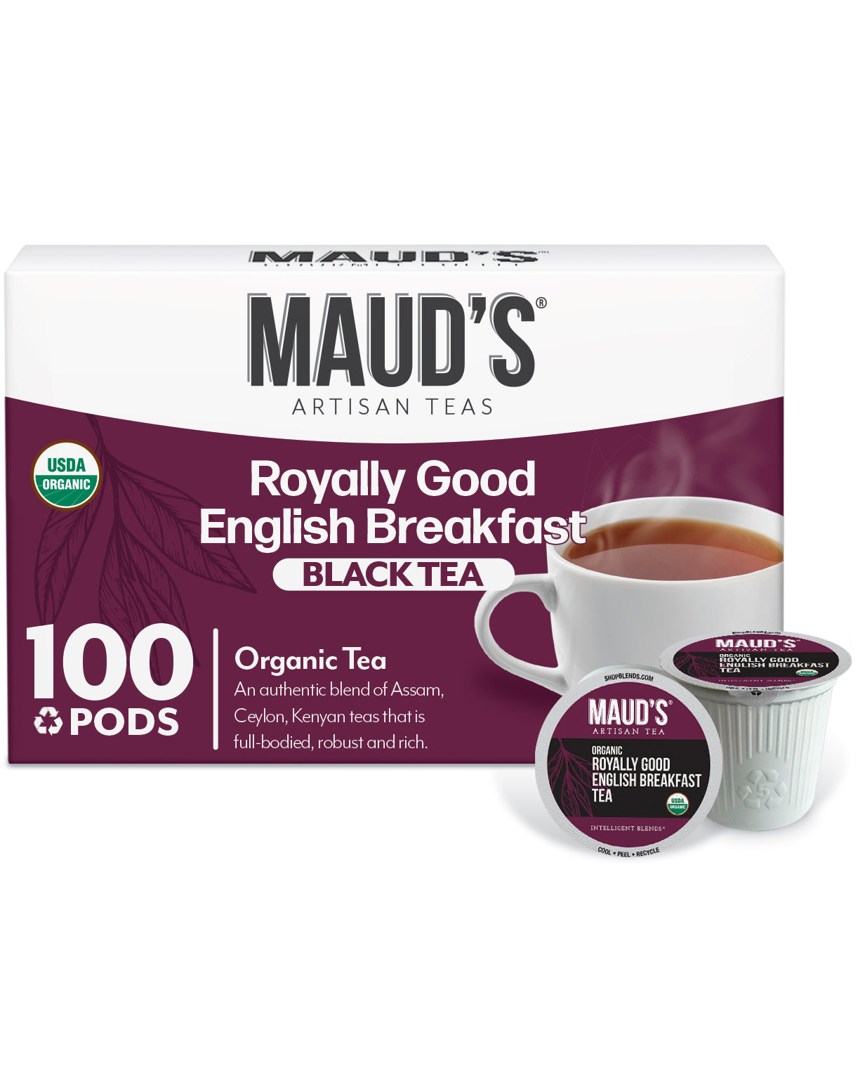 Organic English Breakfast Tea Pods by Maud's - Premium Black Tea for Morning Boost & Afternoon Relaxation - Perfect for Home, Office, or Travel Use