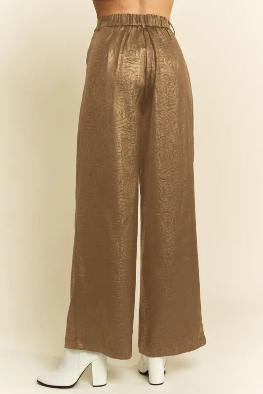 Stylish Olive Crinkled Textured Wide Leg Resort Pants for Women - Comfortable Vacation & Beach Wear for Summer Travel