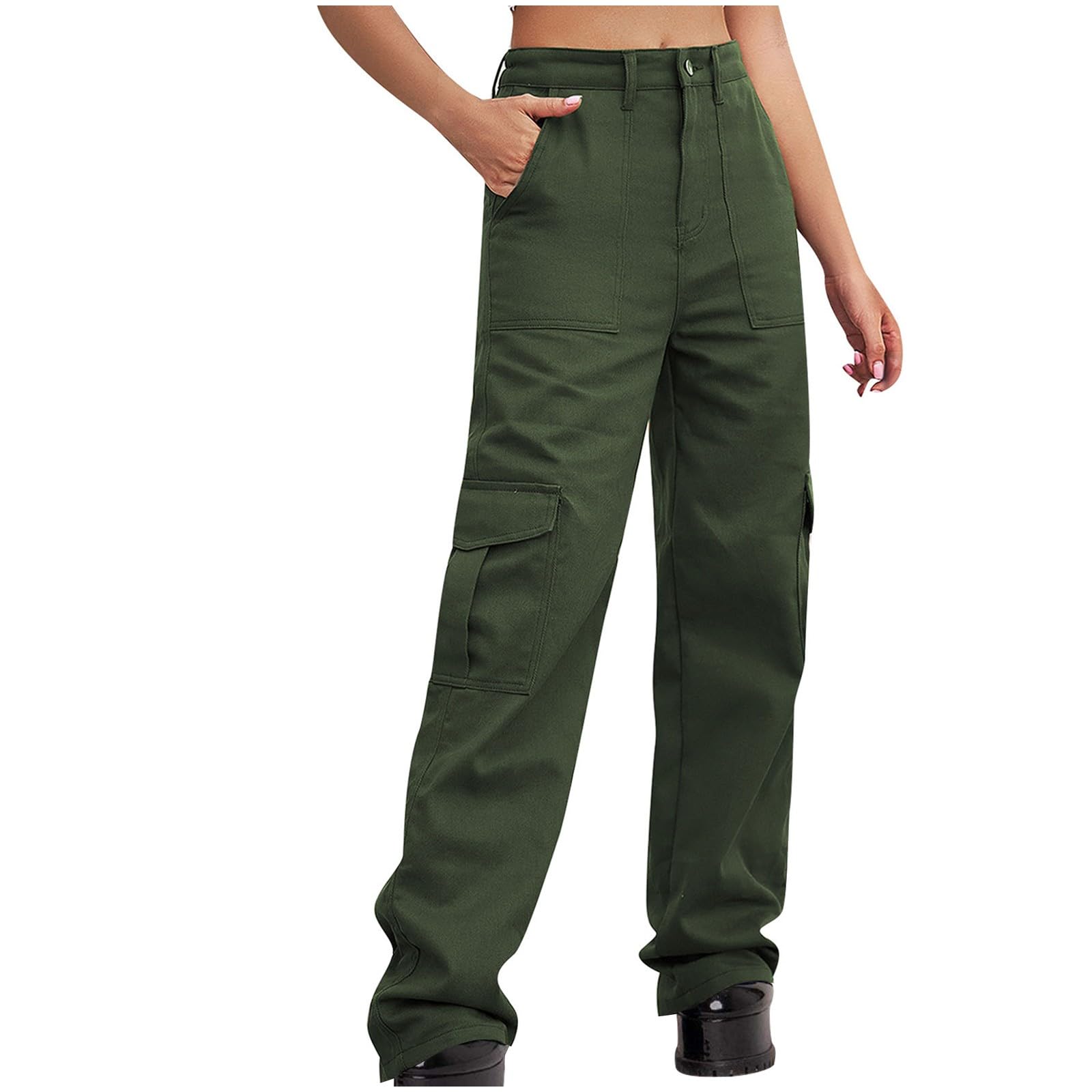 Women's Relaxed Fit Stretch Cargo Pants - High Waist Baggy Y2K Cargo Jeans with Pockets | Wide Leg Hiking Pants for Teen Girls | Perfect for Outdoor Adventures, Streetwear Fashion & Casual Wear