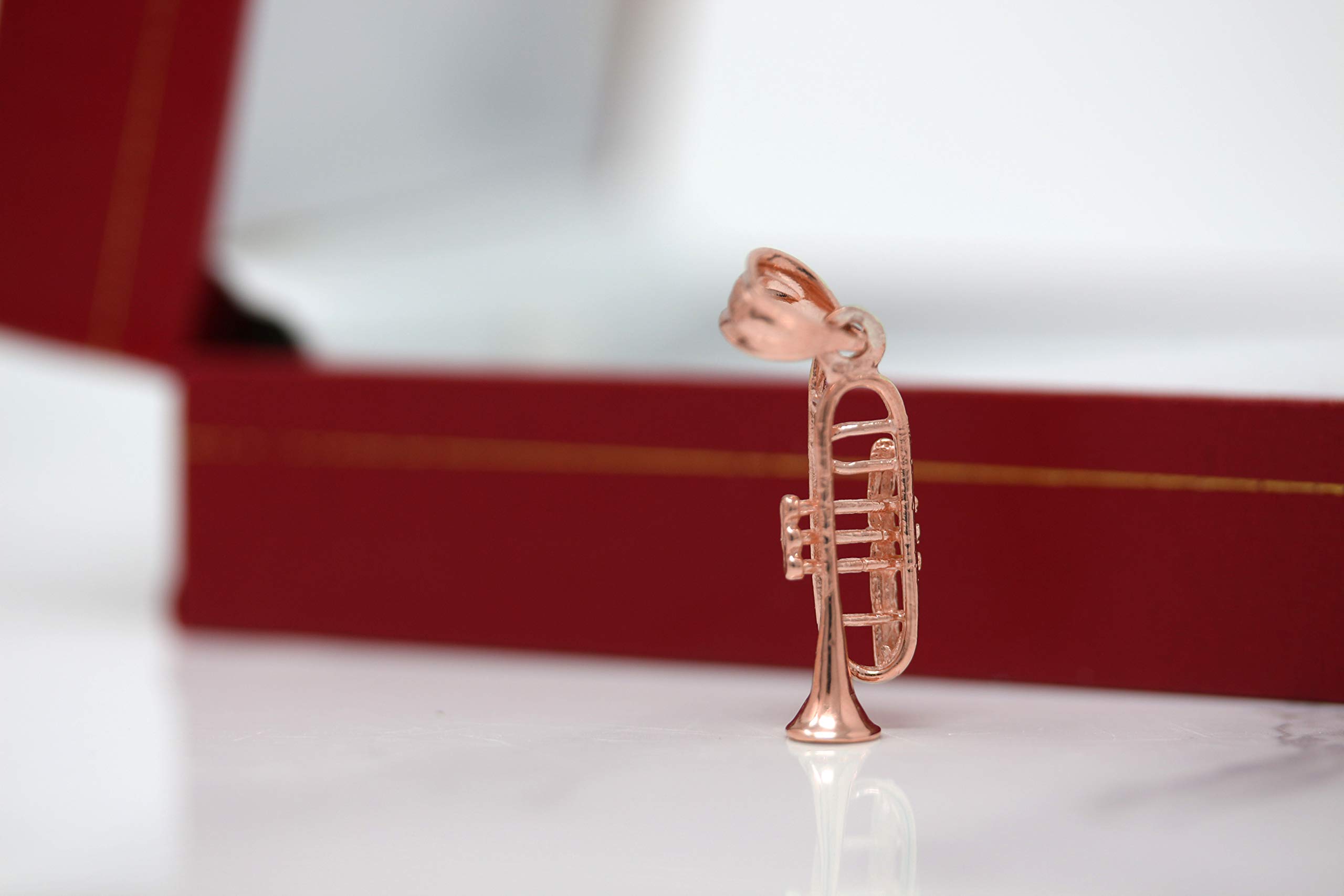 10K Gold Trumpet Horn Charm Pendant Necklace - Elegant Musical Jewelry Gift for Musicians & Music Lovers - Perfect for Performances, Concerts & Special Occasions