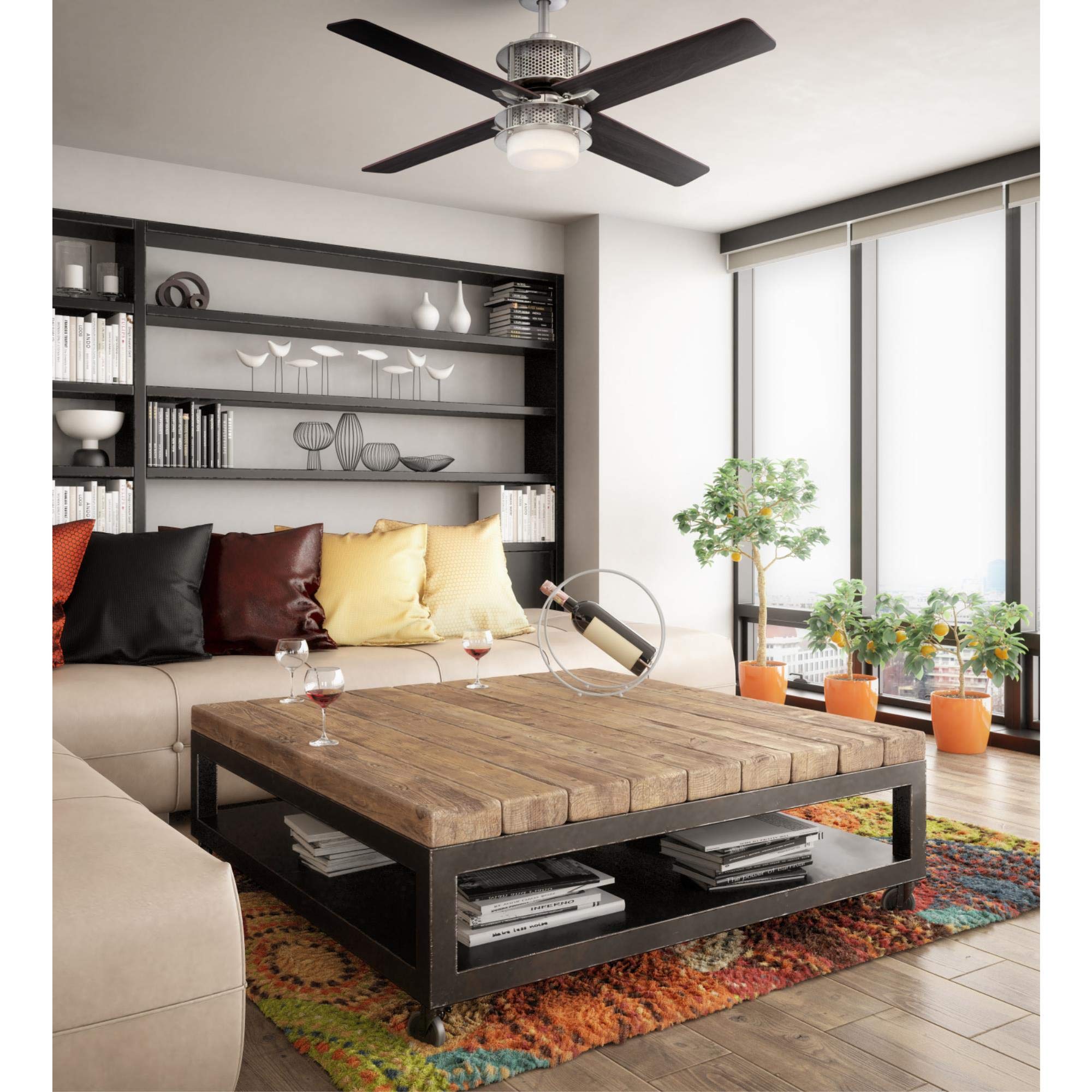 Westinghouse 7221100 48-Inch Brushed Nickel Indoor Ceiling Fan with Light Kit and Remote Control - Perfect for Living Room, Bedroom, and Office Spaces