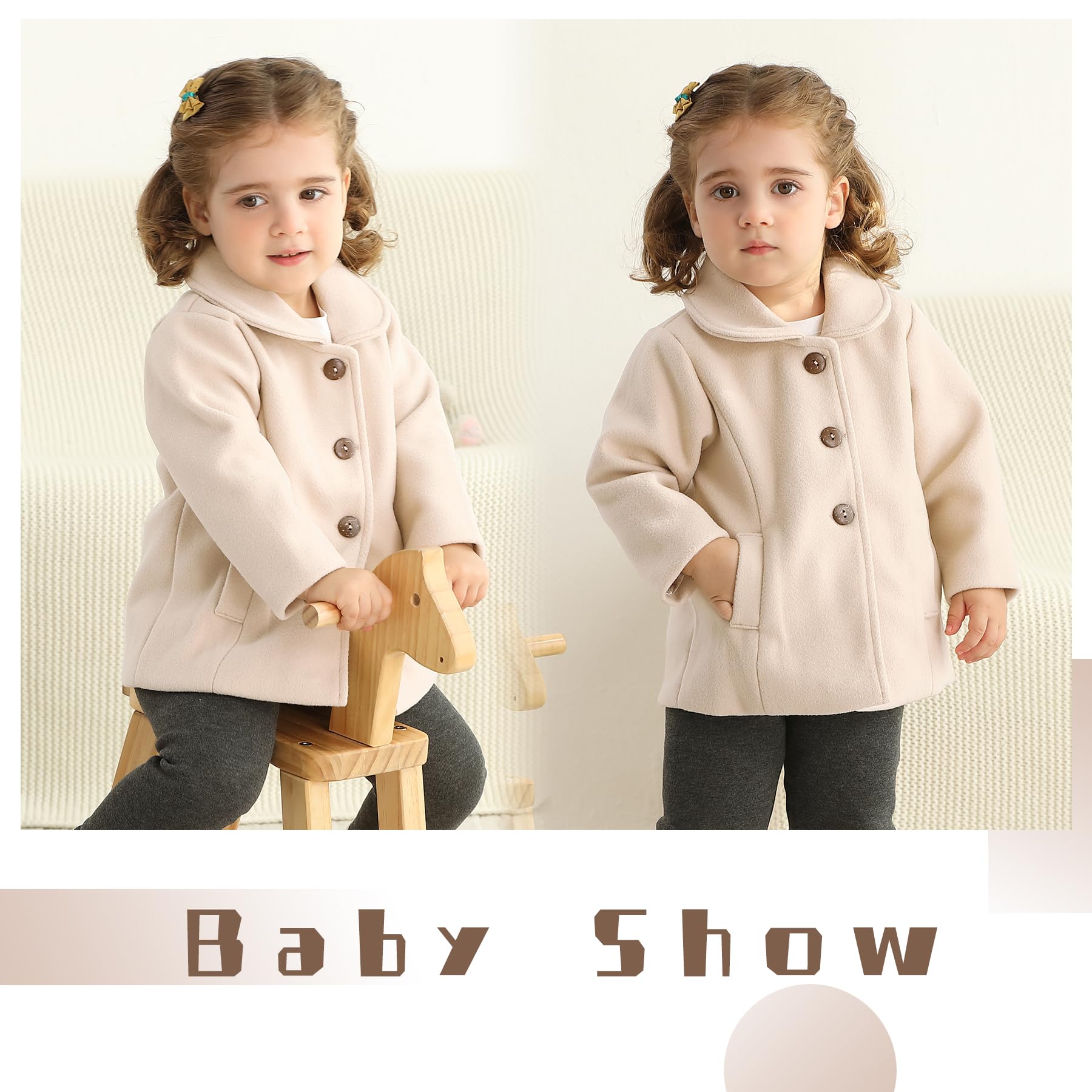 JEELLIGULAR Toddler Baby Girl Winter Coat - Warm Thick Jacket with Button Closure for Fall & Winter Outwear - Perfect for Outdoor Play, School & Family Trips