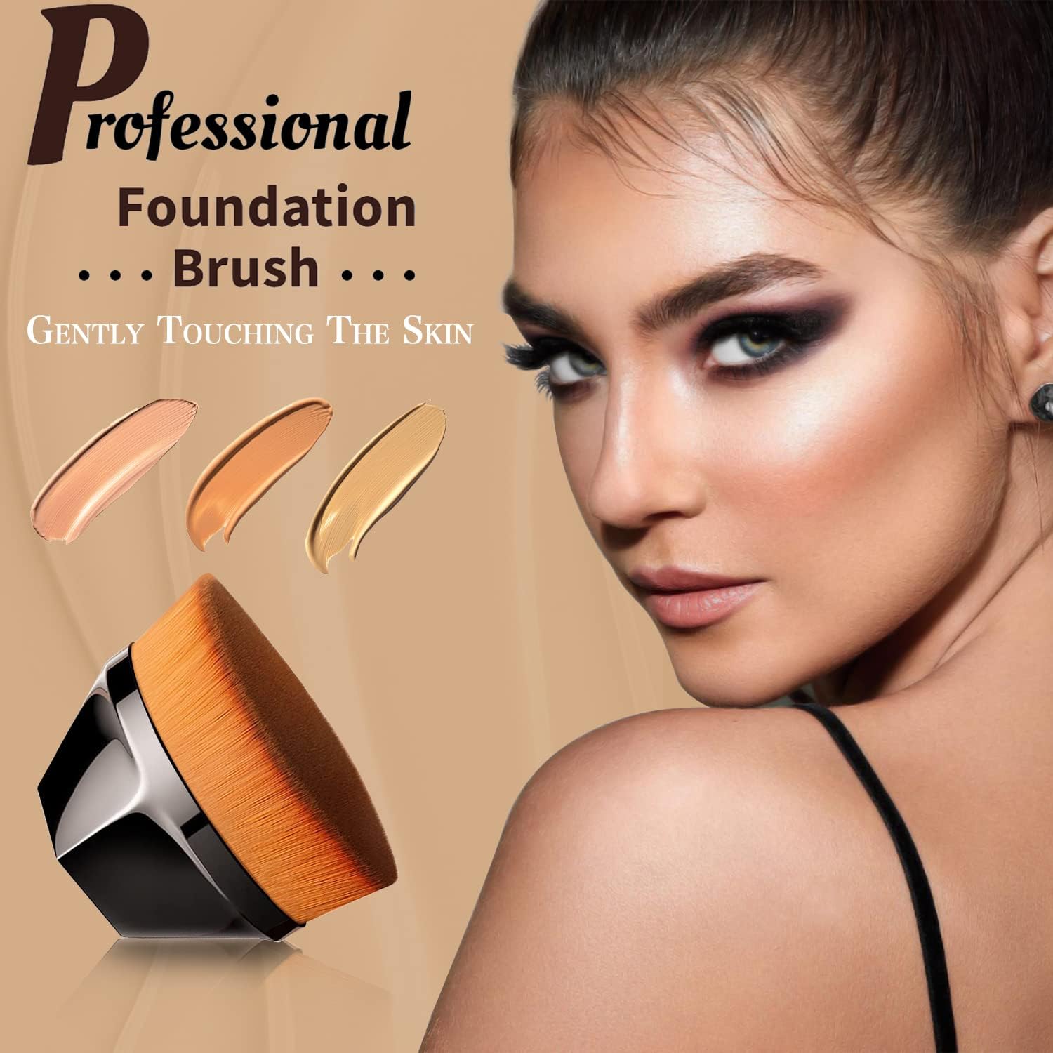 Dadswell Liquid Makeup Foundation Brush - Professional Flat Top Kabuki Brush for Seamless Blending of Liquid, Cream & Powder | Hexagon Handle with Travel Case | Perfect for Everyday Makeup & On-the-Go Touchups