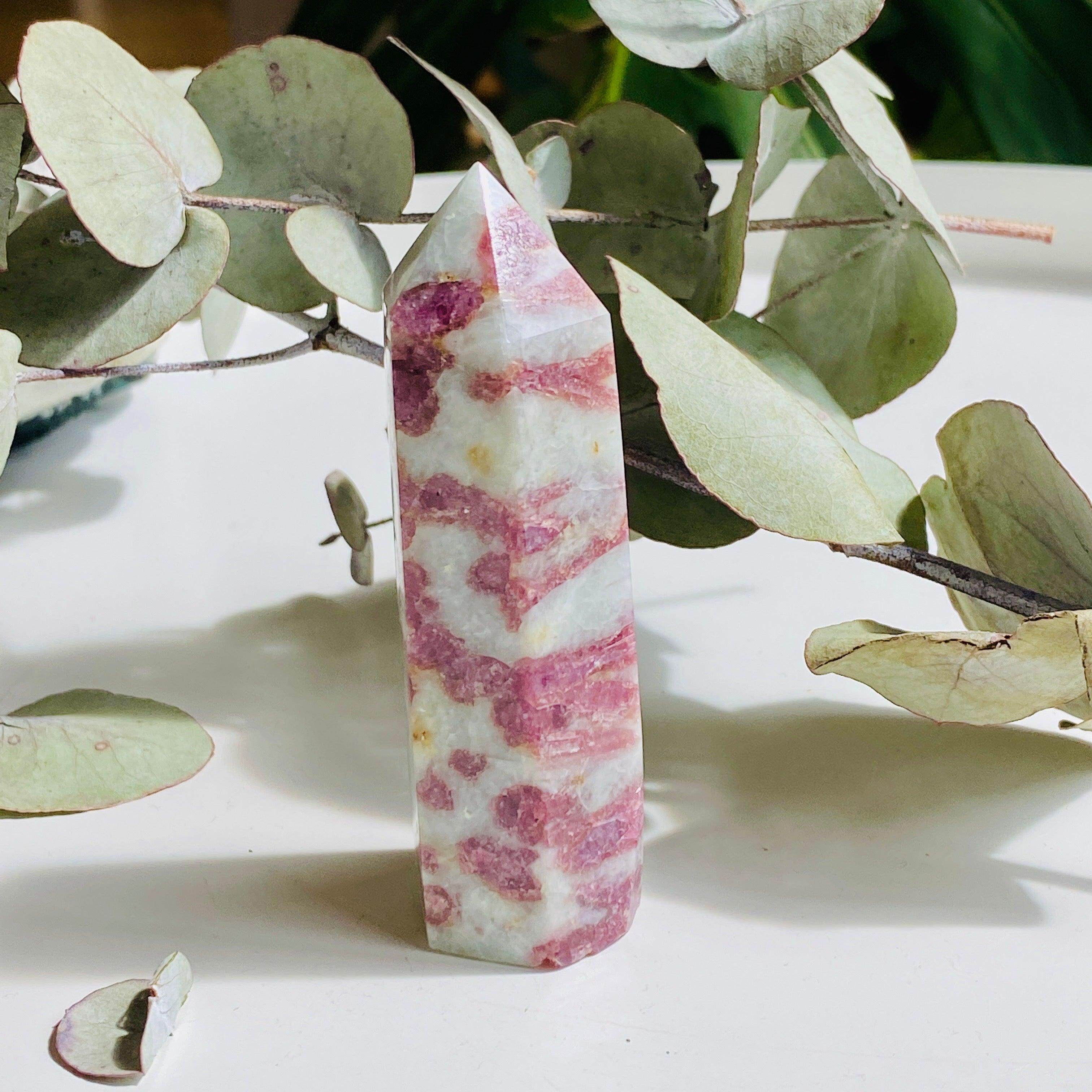 Natural Pink Tourmaline in Quartz Generator PTQG 10 - Healing Crystal for Meditation, Reiki & Energy Work - Perfect for Home Decor, Spiritual Gifts & Chakra Balancing