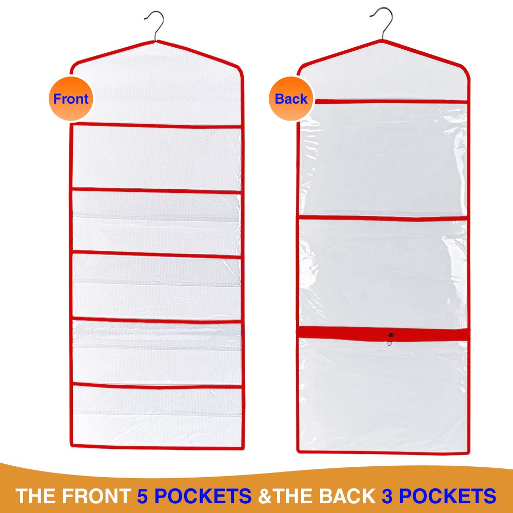 ProPik Hanging Gift Bag Storage Organizer - 38 x 16 Inch PVC Gift Wrap & Tissue Paper Holder (Red) - Perfect for Holiday Wrapping, Birthday Party Supplies & Craft Room Organization