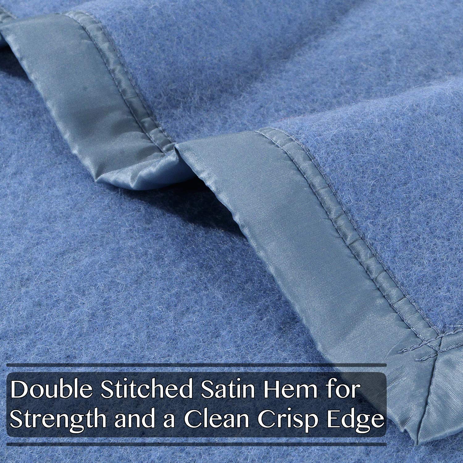 Poyet Motte Rivoli 100% Virgin Wool Blanket - 400GSM Medium/Heavy Weight, Machine Washable, Twin Size Blue - Perfect for Cozy Bedding, Sofa Throws & Winter Warmth