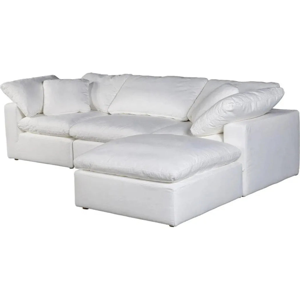 4-Piece Stain-Resistant White Modular Lounge Set - Modern Sectional Sofa for Living Room, Office, or Outdoor Patio - Easy to Clean & Durable Furniture