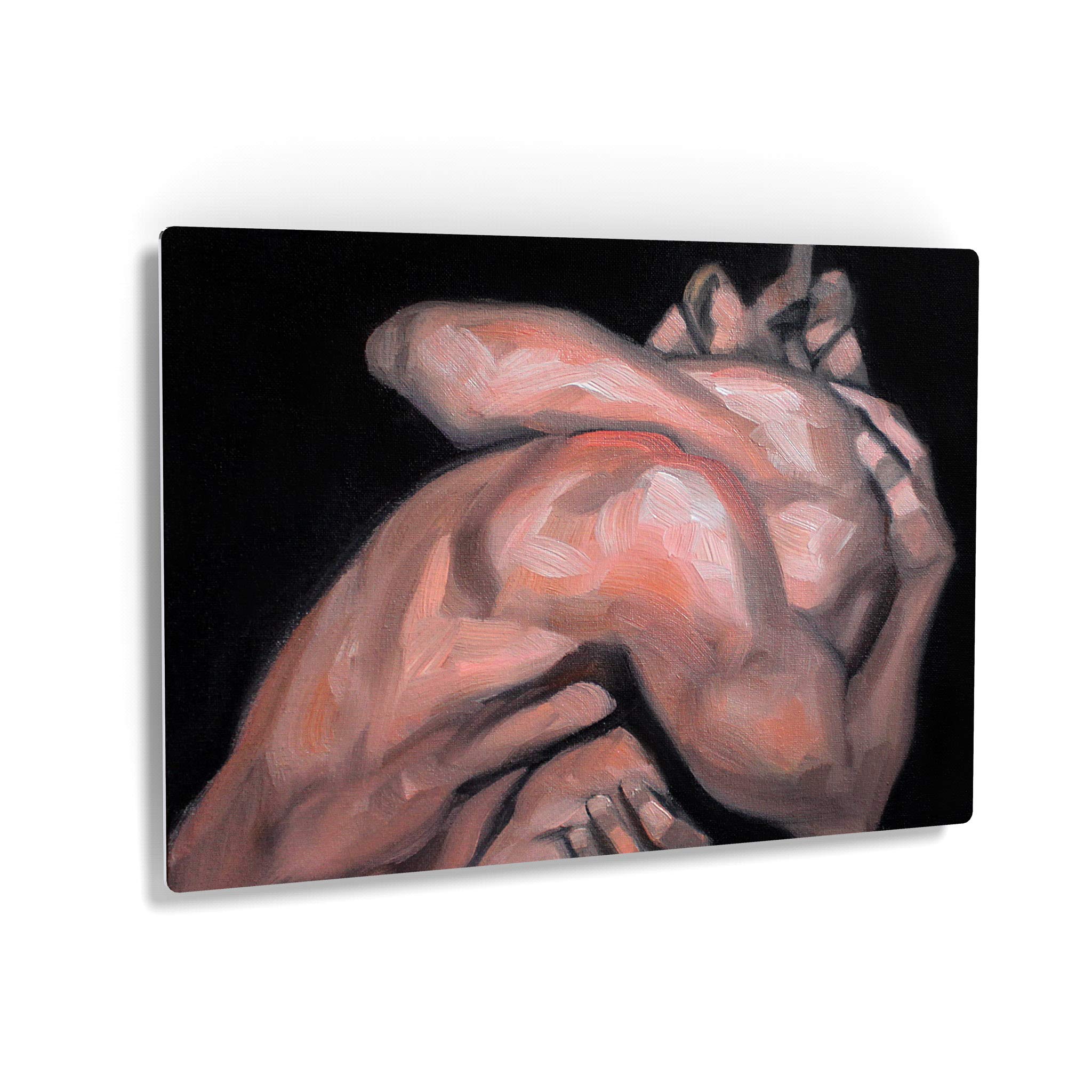 Kenney Mencher LGBT Metal Print - Romantic Gay Couple Kissing Portrait, Half Nude Oil Painting Artwork (30x40 Inch) - Perfect for Living Room Decor & Bedroom Wall Art, Modern LGBTQ+ Home Decor Gift