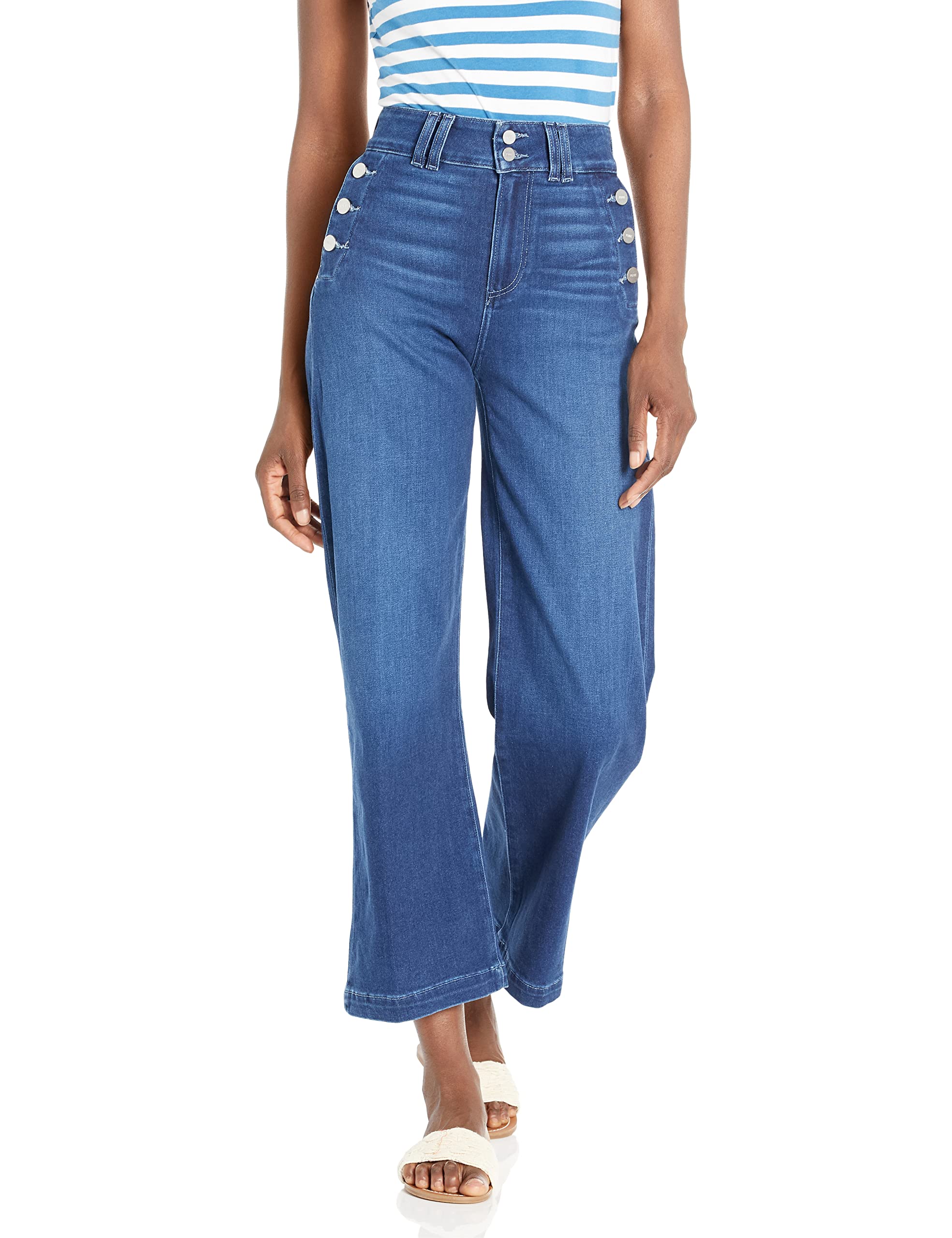 PAIGE Women's Aubrey High Rise Wide Leg Jeans - Ankle Length in Julissa Wash | Comfortable & Stylish for Casual Outings and Workwear
