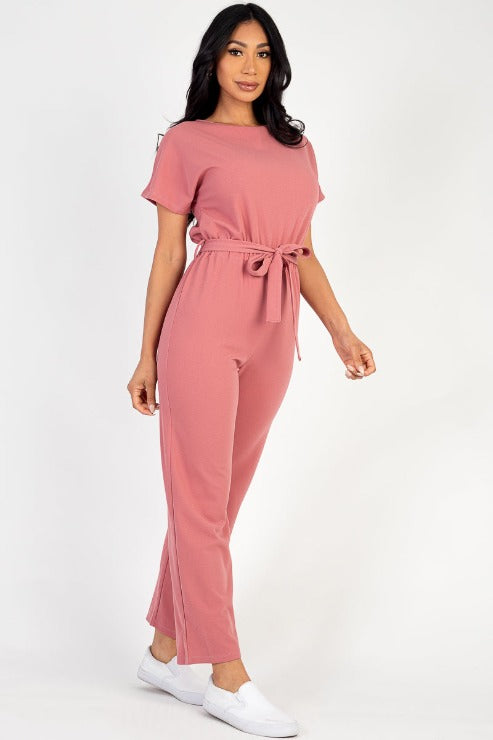 CAPELLA Women's Tie Waist Relaxed Jumpsuit - Comfortable Casual Romper for Lounge, Travel & Everyday Wear