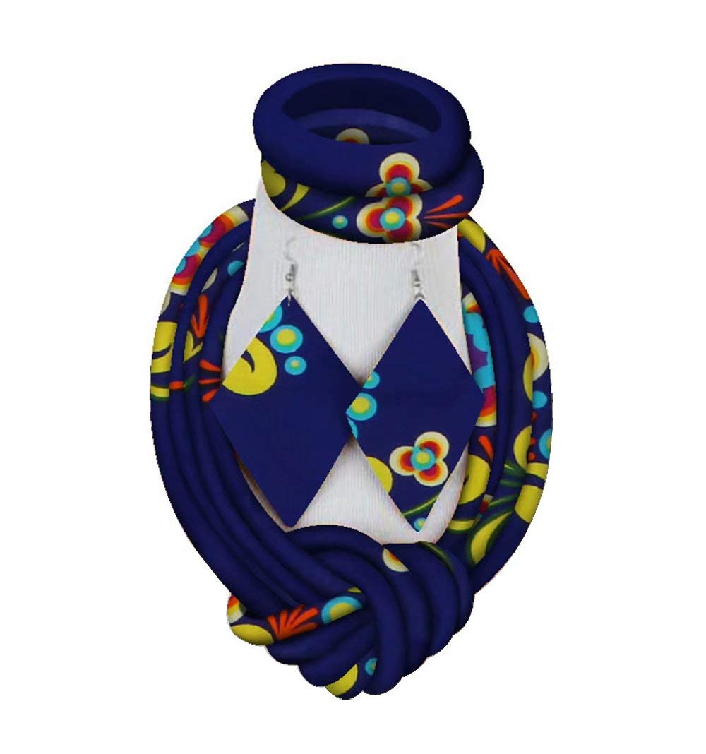 AFRICSTYLE African Jewelry Set - Ankara Print Necklace & Earrings for Women | Traditional Beaded Accessories for Parties, Weddings & Cultural Events
