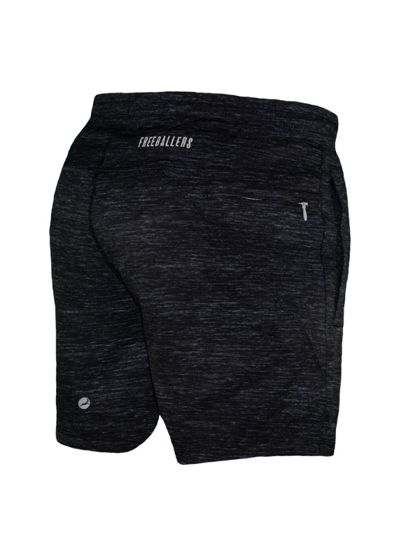 Freeballers 6-Inch Inseam Workout Shorts for Men - Breathable Heathered Black Athletic Shorts - Perfect for Gym, Running & Casual Wear
