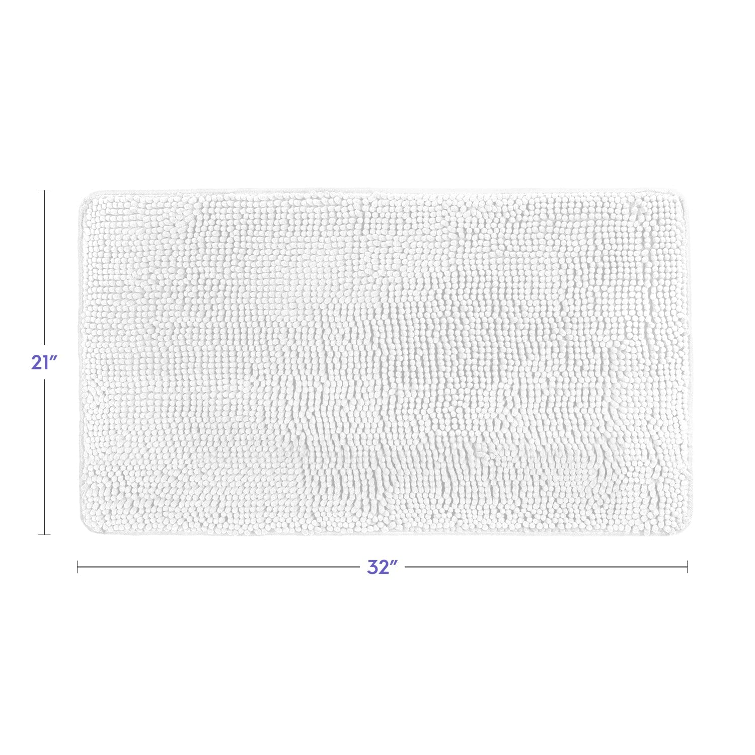 Tafts Extra-Thick Memory Foam Bath Mat - Ultra-Soft Chenille Microfiber Bathroom Rug, Highly Absorbent & Machine Washable, Non-Slip Shaggy Bath Mat (21x32, Cool White) - Perfect for Bathroom, Spa & Master Suite Decor