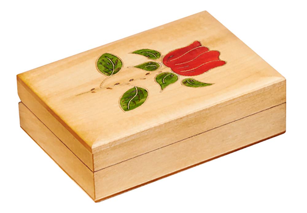 Handmade Linden Wood Jewelry Box with Cornell Red Rose Polish - Keepsake Gift for Women, Perfect for Valentine's Day, Anniversary & Bridal Shower Gifts
