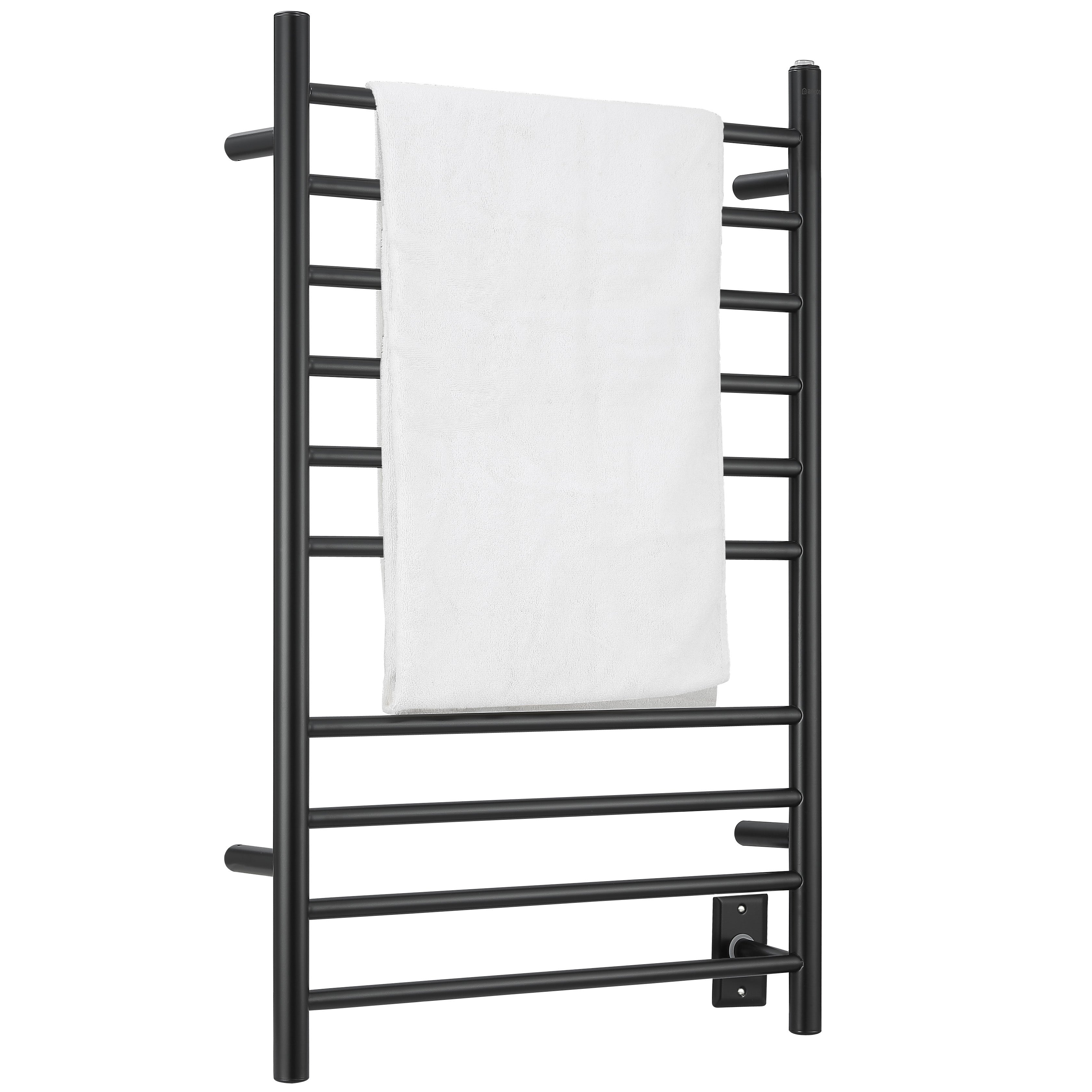 Ancona Novara 10 Bar Dual Wall Mounted Towel Warmer - Matte Black Finish | Perfect for Bathrooms, Spas & Luxury Homes