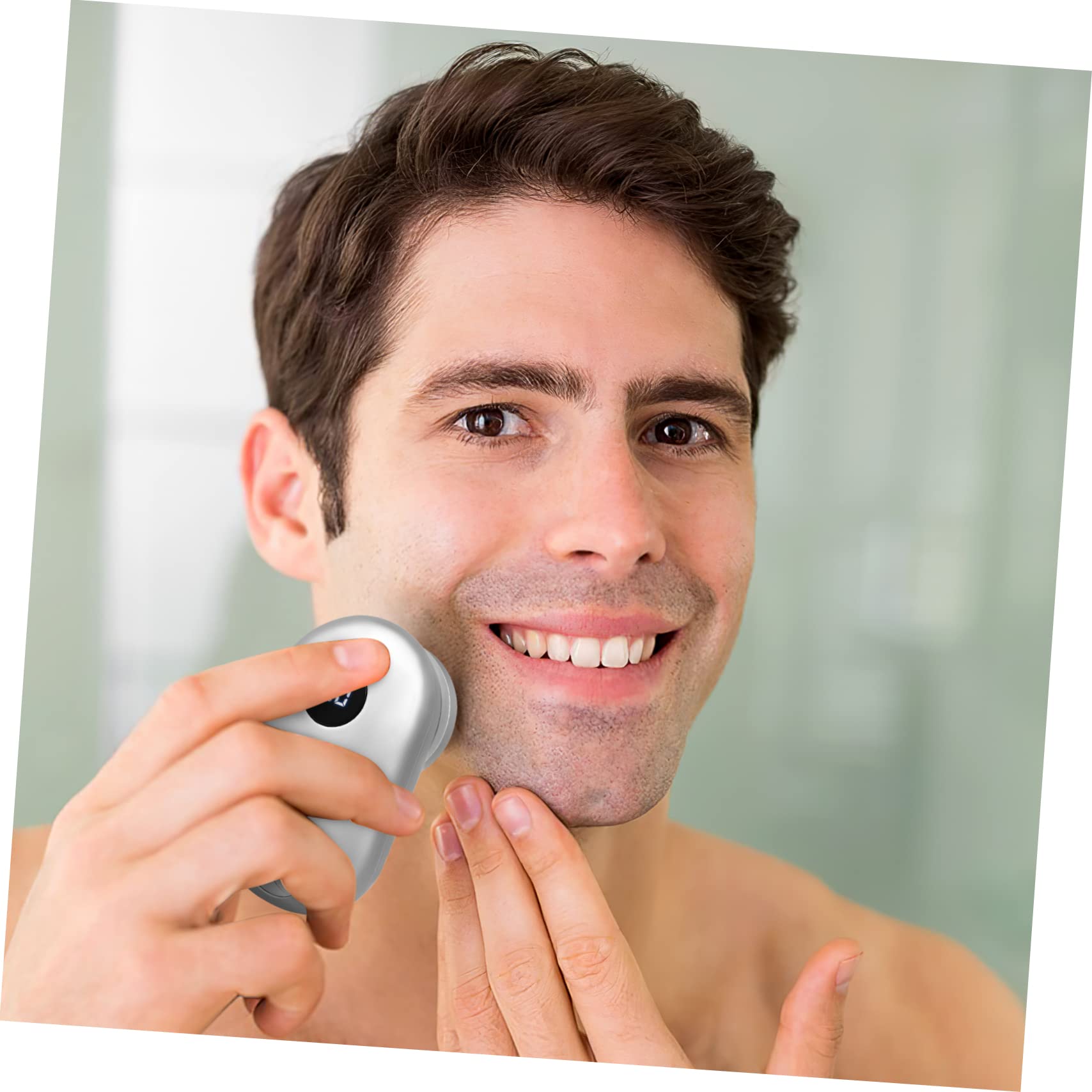 2PCS USB Rechargeable Electric Shaver for Men - Portable Mini Beard & Body Trimmer, Travel-Friendly Cordless Razor with ABS Silver Body - Perfect for Home, Gym & Business Trips