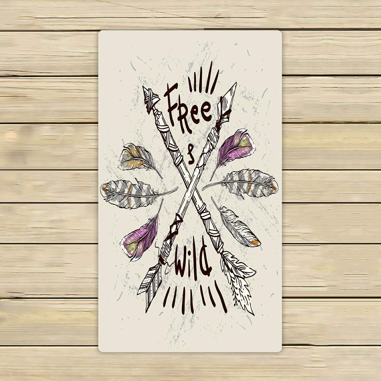 ECZJNT Crossed Ethnic Arrows Feathers Beach Towel - 16x28 Inch Soft Absorbent Bath & Shower Towel for Home, Pool, Travel - Perfect for American Wild Beach, Outdoor Picnics & Summer Vacations