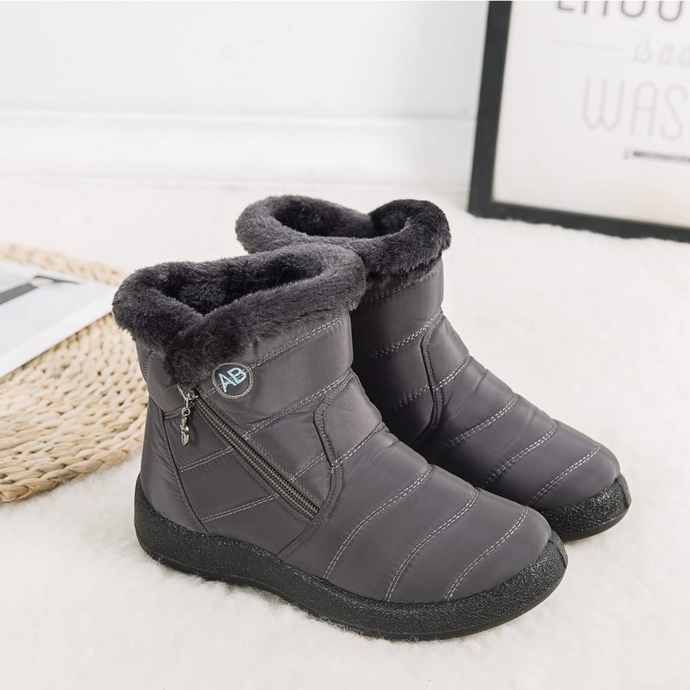 Women's Winter Snow Boots - Waterproof Fur Lined Ankle Booties with Slip-On Design for Outdoor Activities | Warm & Cozy for Snowy Days, Hiking, and Casual Wear