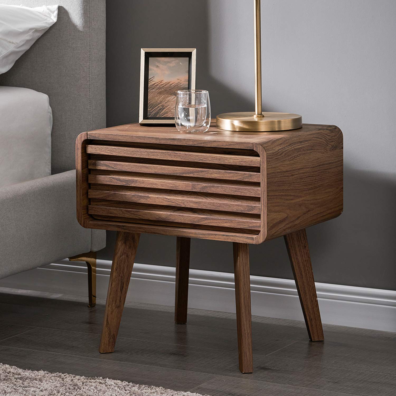 Mid Century Modern Nightstand with Drawer - Ensley Bedside Table, Small End Table with Storage for Bedroom & Living Room | Perfect for Compact Spaces, Guest Rooms & Apartment Decor