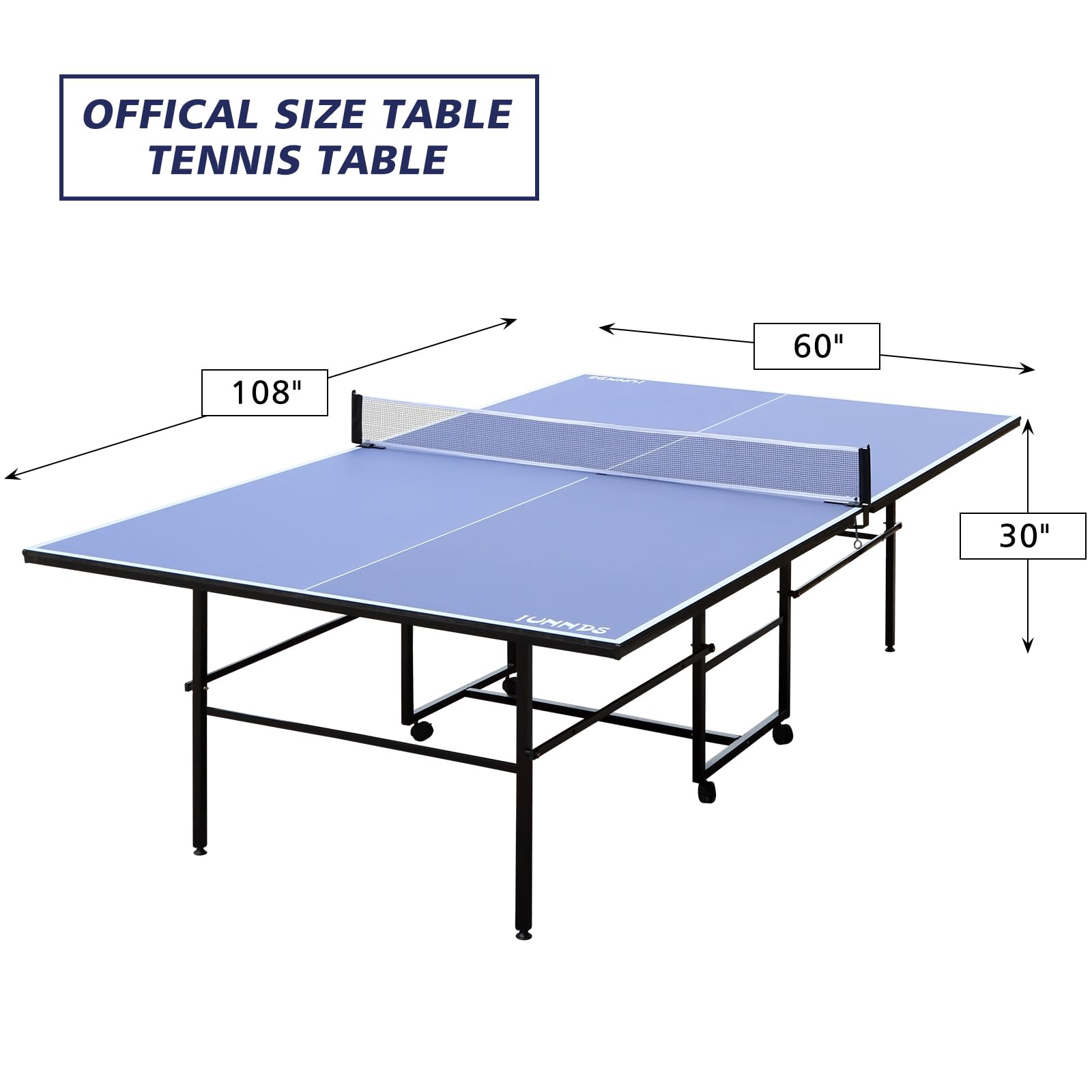 Regulation Size Folding Ping Pong Table with Wheels - Portable Indoor/Outdoor Table Tennis Set Includes 2 Paddles, 2 Balls & Net - Perfect for Home, Office, Backyard or Gym Use (Blue)