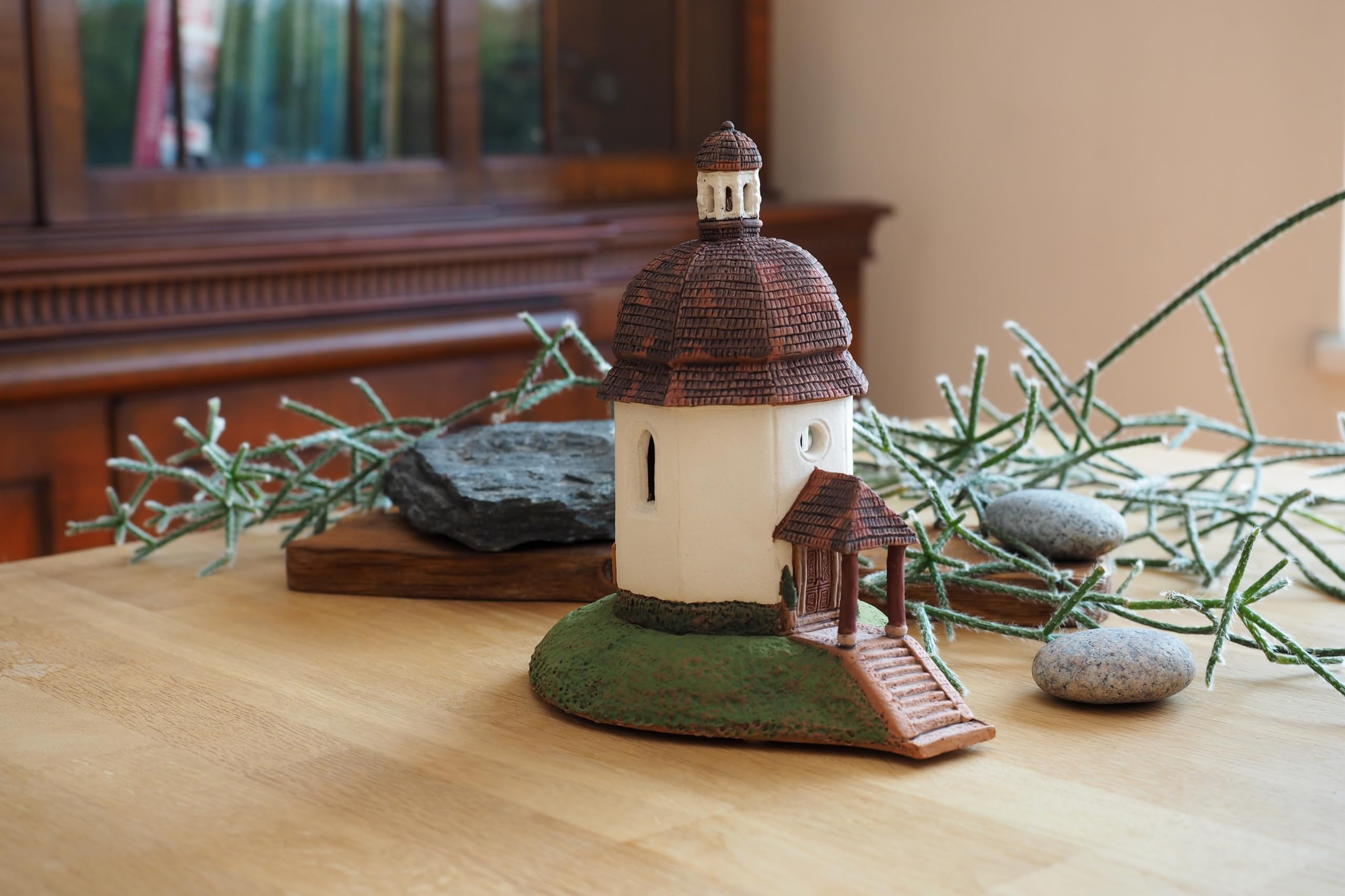 Handcrafted Ceramic Tealight Candle Holder - Miniature Light House Silent Night Chapel Decor from Oberndorf bei Salzburg, Austria | Perfect for Christmas Decorations, Home Decor, and Gift Giving (B264N)
