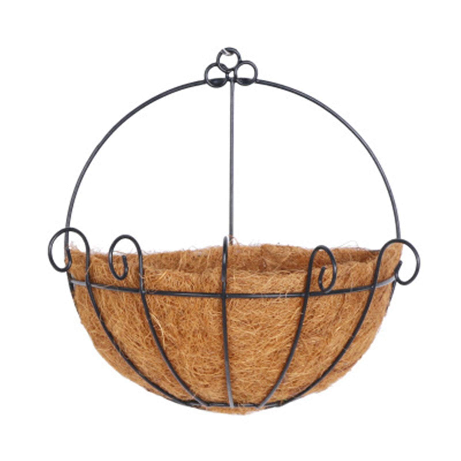 Artificial Flowers Basket - Wrought Iron Coconut Palm Hanging Planter for Wall Decor (25cm Diameter) - Perfect for Home, Garden, Patio & Wedding Decorations