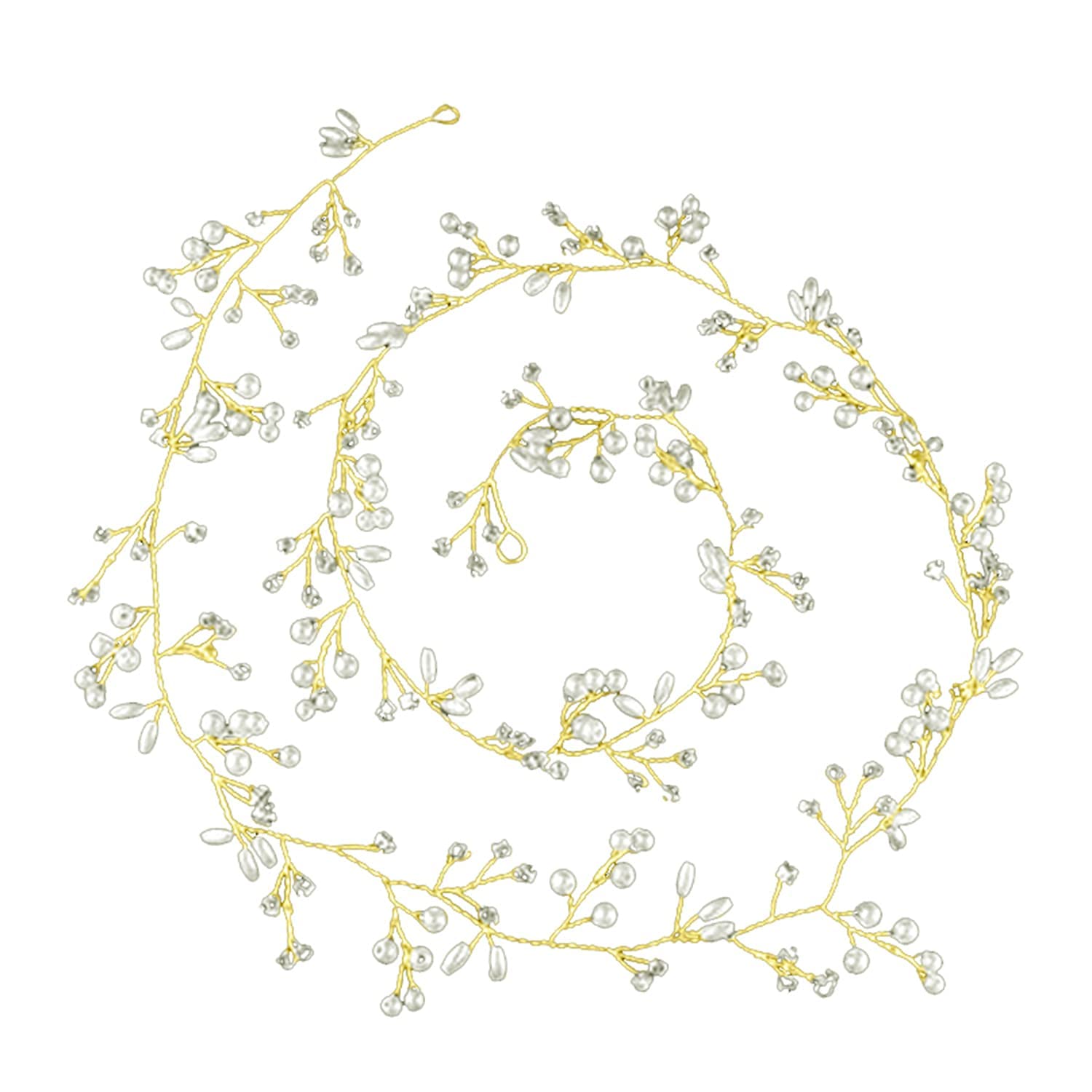 KAHAAN Floral Hair Vine Tiara Headband for Women & Girls - Golden Bridal Hair Accessories for Weddings, Parties & Special Events - 1PC