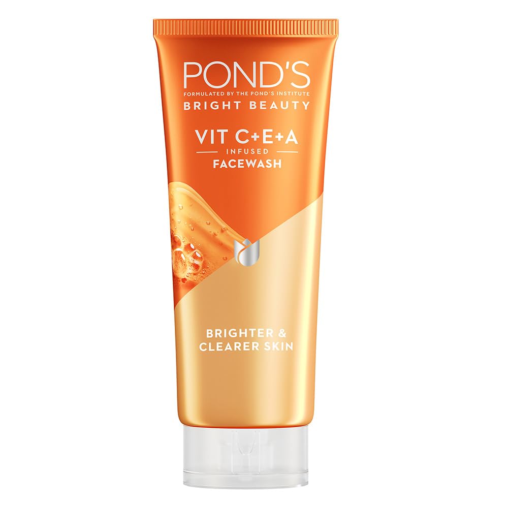 POND'S Bright Beauty Vitamin C+E+A Gel Face Wash 50ml - Brightening & Anti-Aging Facial Cleanser for Glowing Skin - Perfect for Morning & Night Skincare Routine