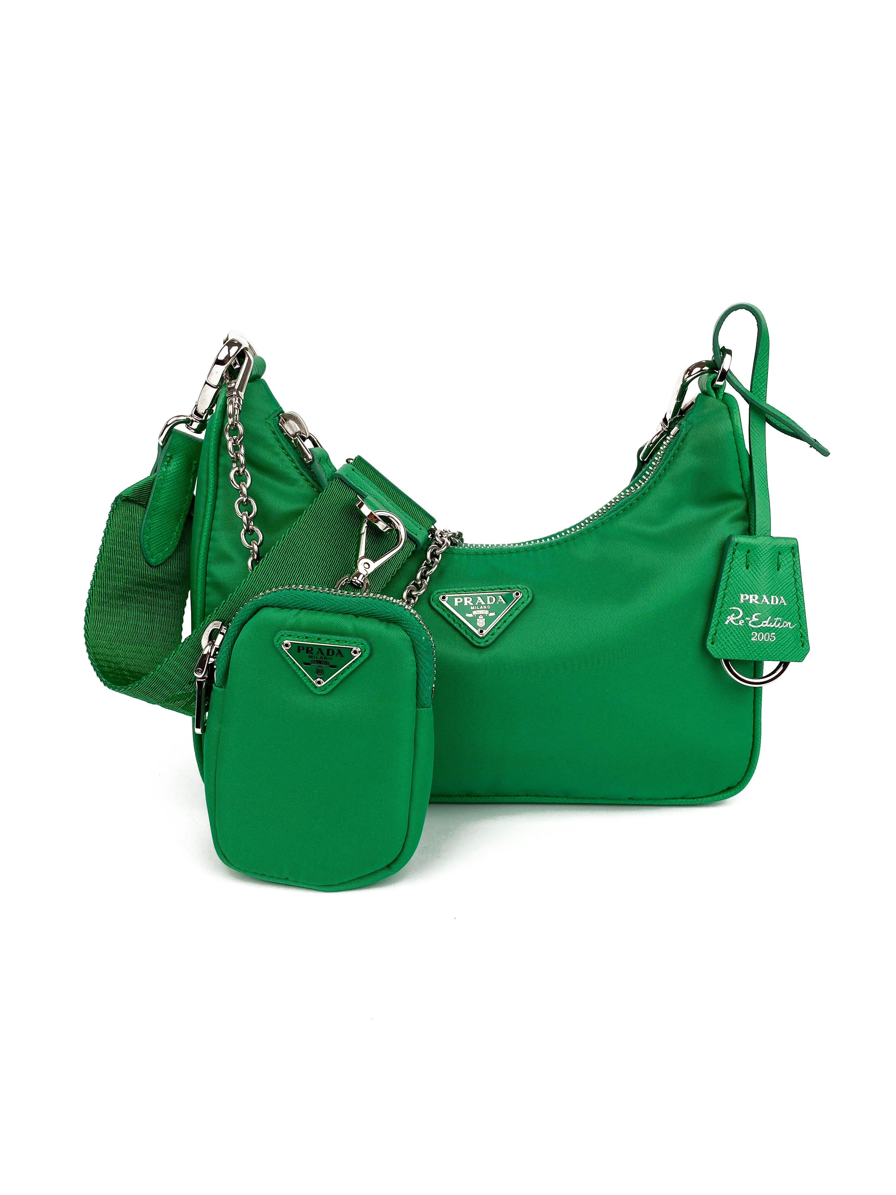 Prada Re-Edition 2005 Green Re-Nylon Shoulder Bag - Vintage Luxury Handbag for Women, Perfect for Everyday Use, Work & Evening Out