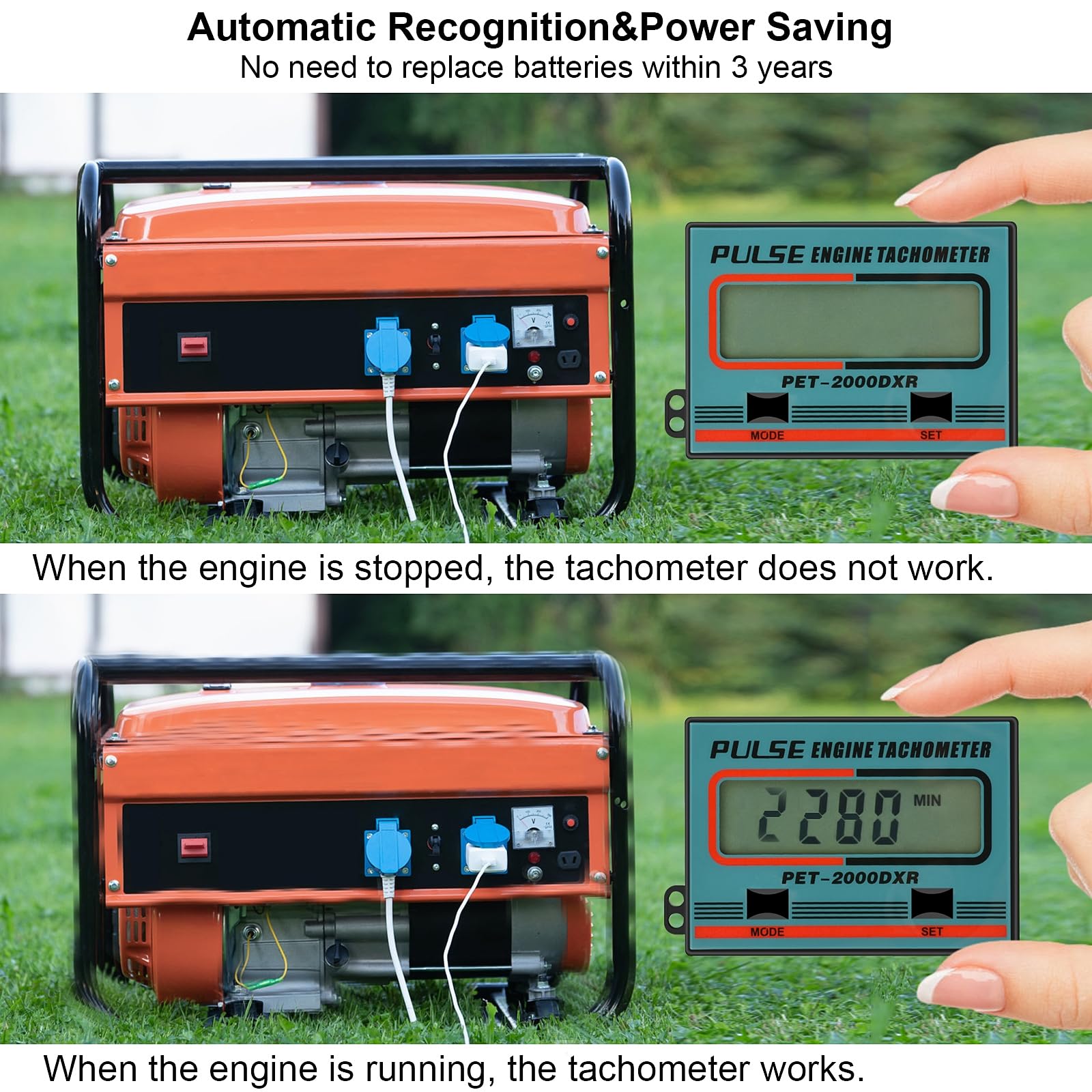 Digital Tachometer with LCD Display - Accurate RPM Meter for Chainsaw, Generator, Lawn Mower, ATV, Dirt Bike & Boat Engines | Perfect for Mechanics, DIY Enthusiasts & Outdoor Power Equipment Maintenance