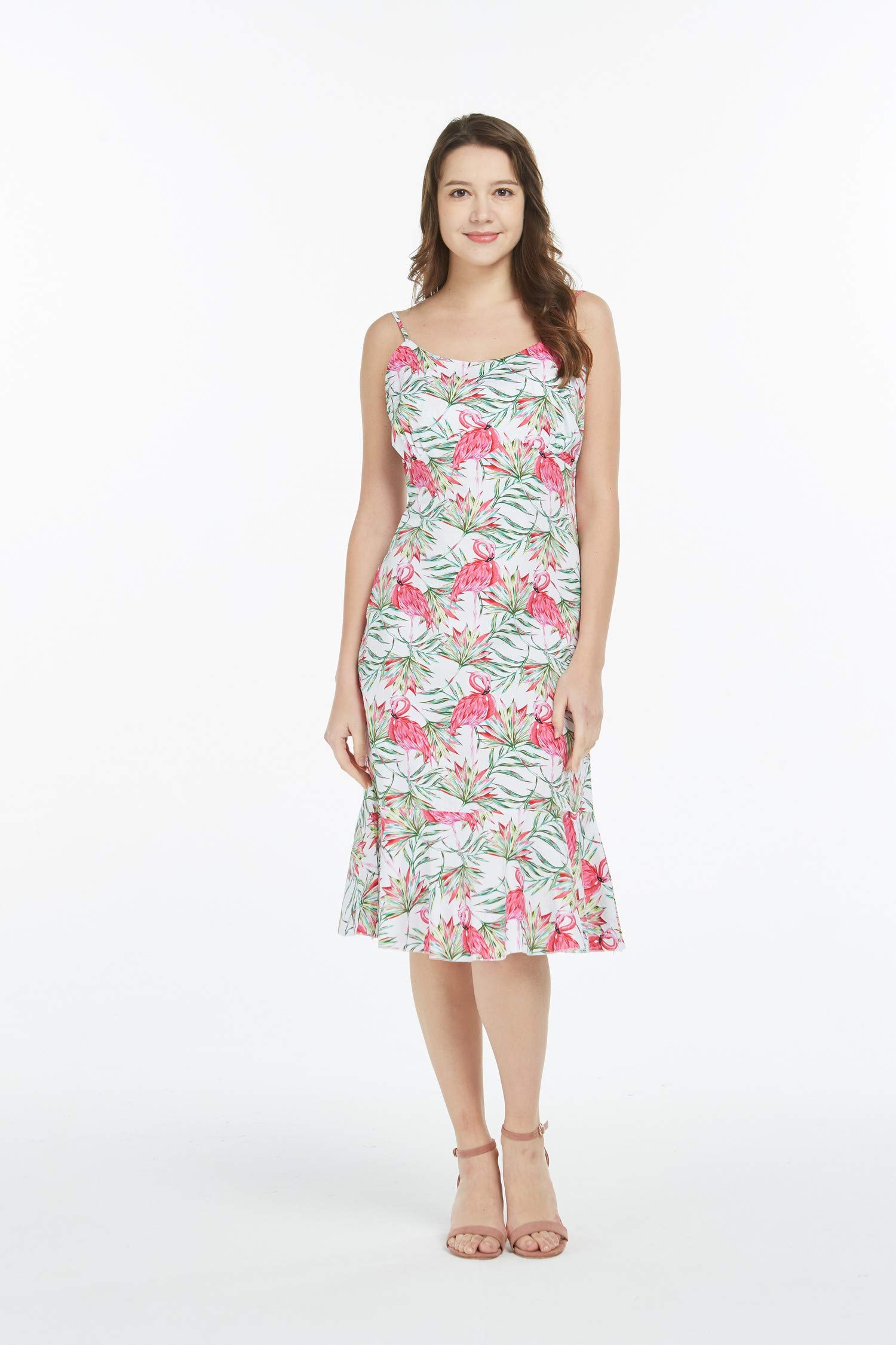 Hawaiian Mermaid Ruffle Dress for Women - Flamingo Print Tropical Summer Beach Party Dress | Perfect for Vacation, Luau, Poolside & Beach Getaways