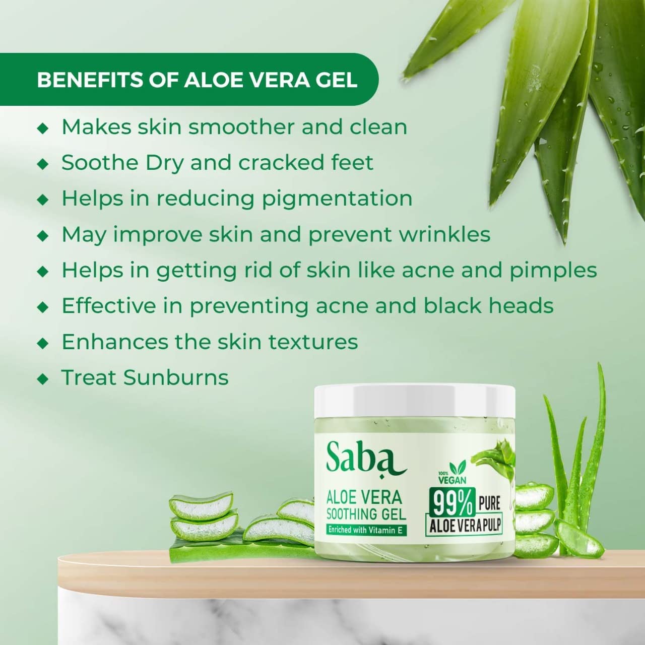 Pure Aloe Vera Gel with Vitamin E for Acne & Scar Treatment - Hydrating Moisturizer for Glowing Skin, After Sun Care, Hair Mask & Natural Face Care - 100g for Daily Skincare & Sunburn Relief