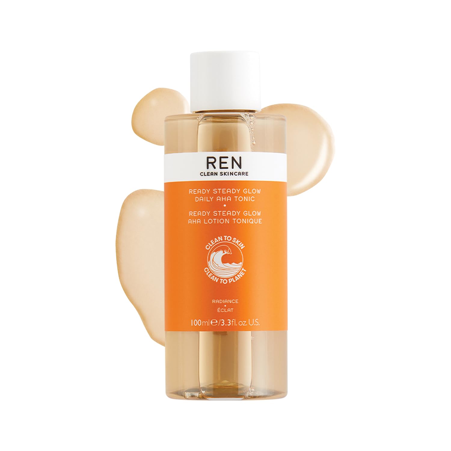 REN Clean Skincare Glow Tonic - Vegan Pore Minimizing Toner with AHAs & BHAs for Exfoliation | Brightens Skin, Reduces Pores & Evens Tone | Daily Facial Treatment for Glowing Complexion | Perfect for Morning & Night Skincare Routine