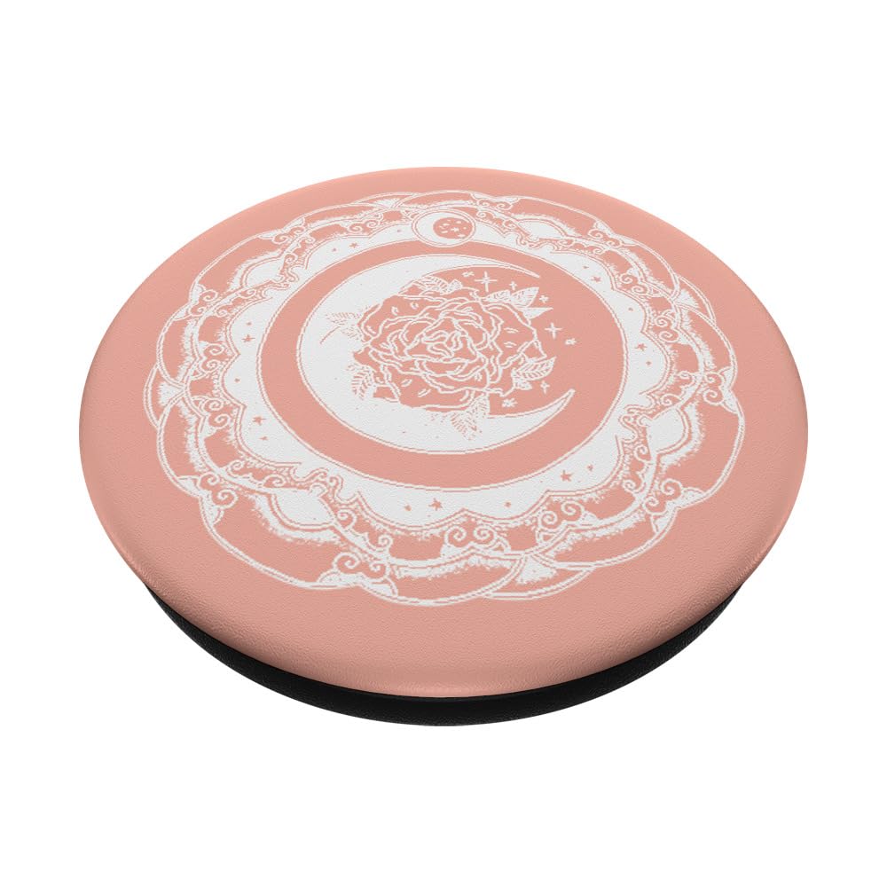 Moon Rose Mandala White Rose Sacred Geometry Zen Gift - Swappable PopGrip for Phone & Tablet - Perfect for Meditation, Yoga & Spiritual Decor