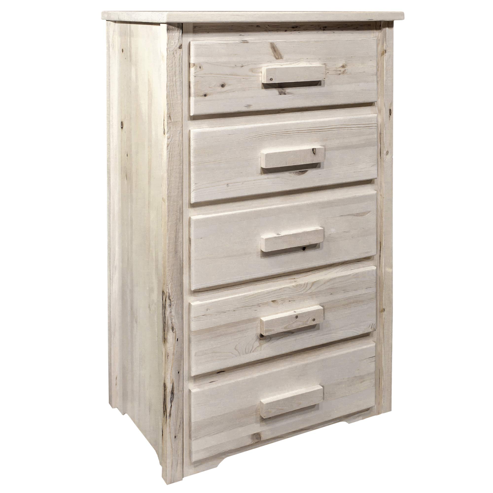 Montana Woodworks Homestead Collection 5-Drawer Chest - Solid Wood Dresser with Clear Lacquer Finish for Bedroom & Closet Organization | Rustic Farmhouse Storage Furniture