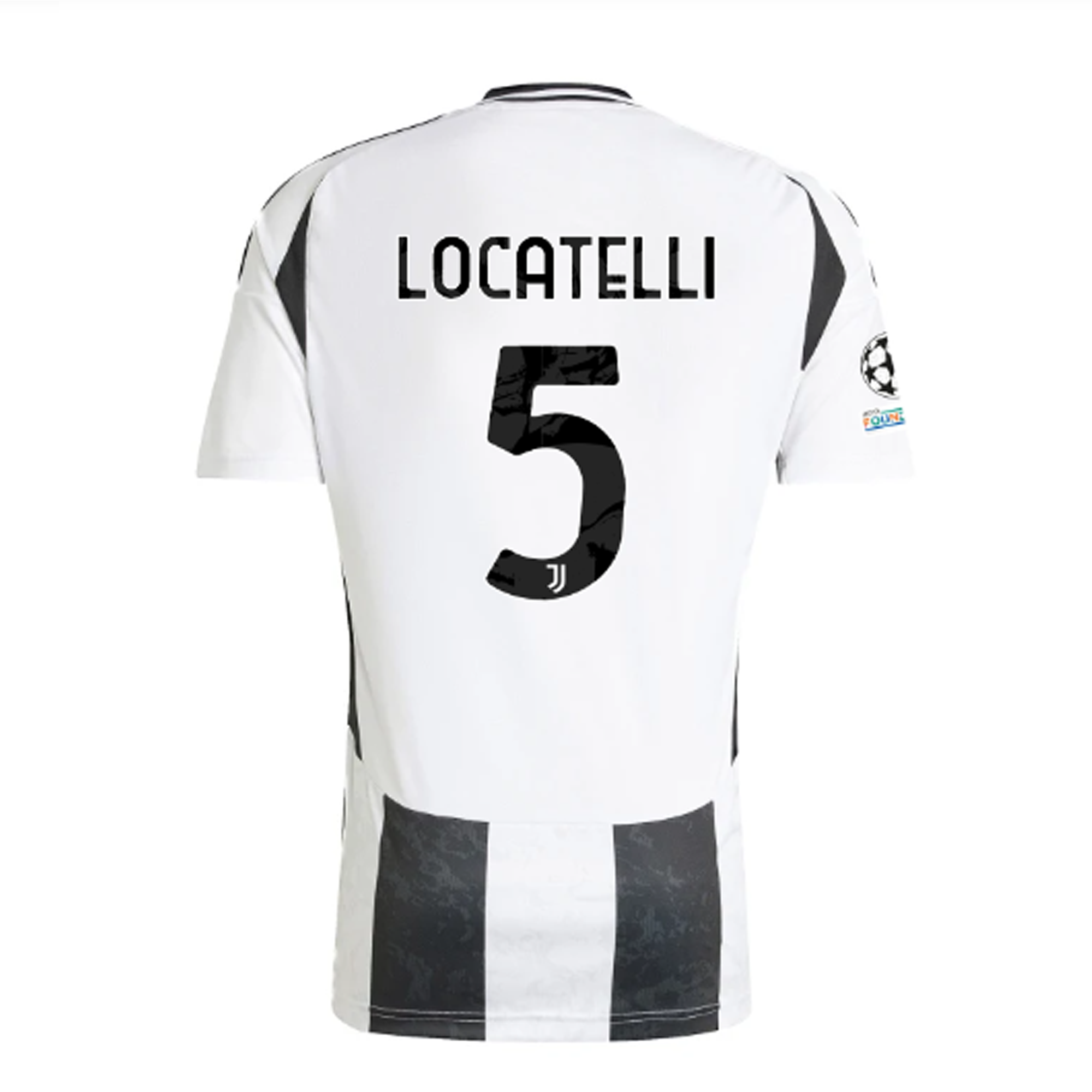 Adidas Juventus Authentic Manuel Locatelli Home Jersey 2024/25 - White/Black with Champions League & Copa Italia Patches | Official Soccer Jersey for Fans & Match Days