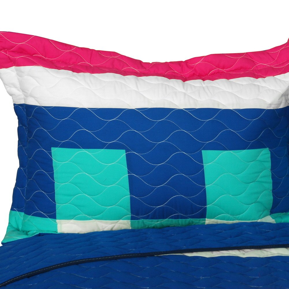 Eternity Vermicelli-Quilted Patchwork Plaid Quilt Set Full/Queen Size - Soft & Stylish Bedding for Cozy Bedroom Decor