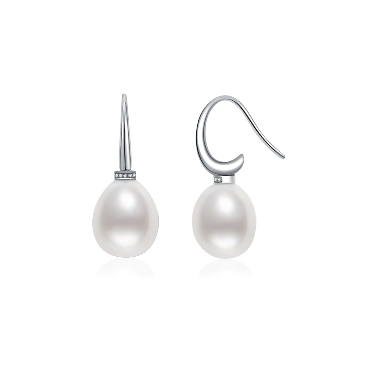 18K Solid Gold Diamond Australian White South Sea Pearl Earrings KE00103 - Luxury Pearl Jewelry for Weddings, Anniversaries & Special Occasions