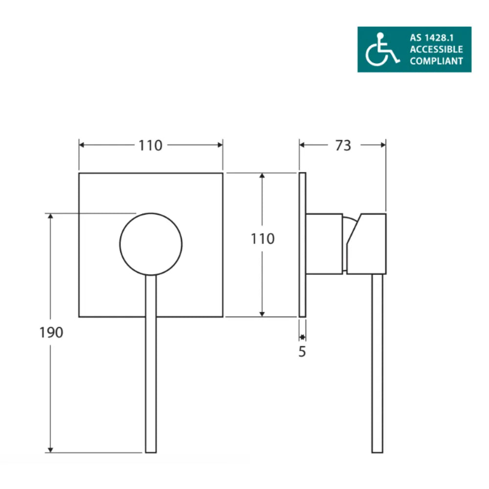Fienza 225101BD Matte Black Wall Mounted Square Basin Mixer Faucet - Modern Bathroom Sink Tap for Home, Hotel, and Commercial Use