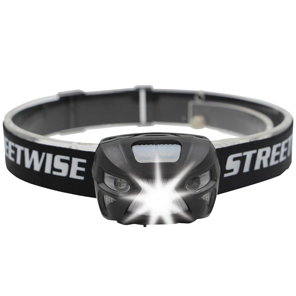 STREET WISE SECURITY PRODUCTS Smart LED Headlamp - Bright Hands-Free Light for Camping, Hiking, Running & Emergency Use