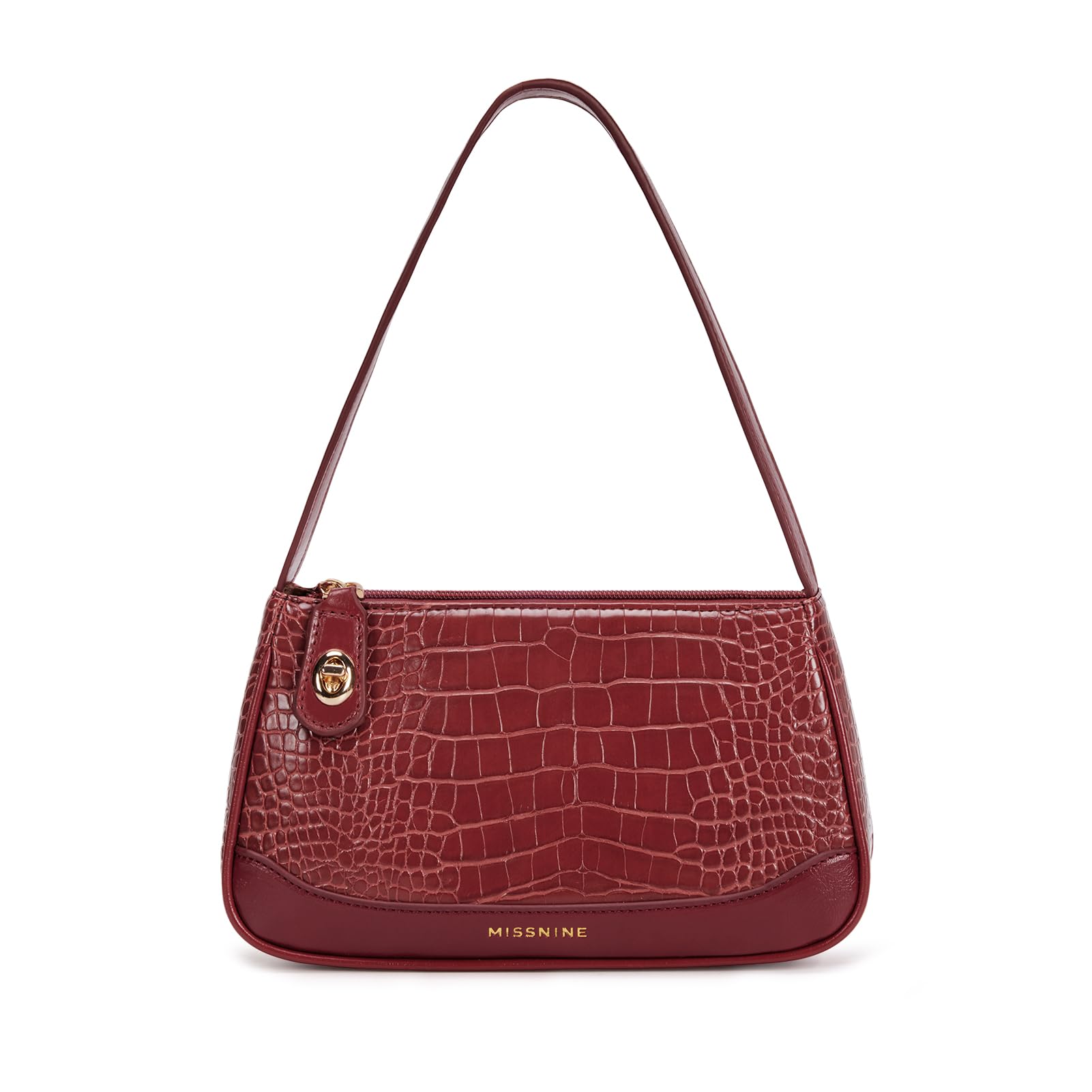 Missnine Women's Anti-Theft Shoulder Bag - Stylish Crocodile Pattern Leather Clutch Purse, Cute Mini Hobo Handbag for Daily Use, Travel & Shopping