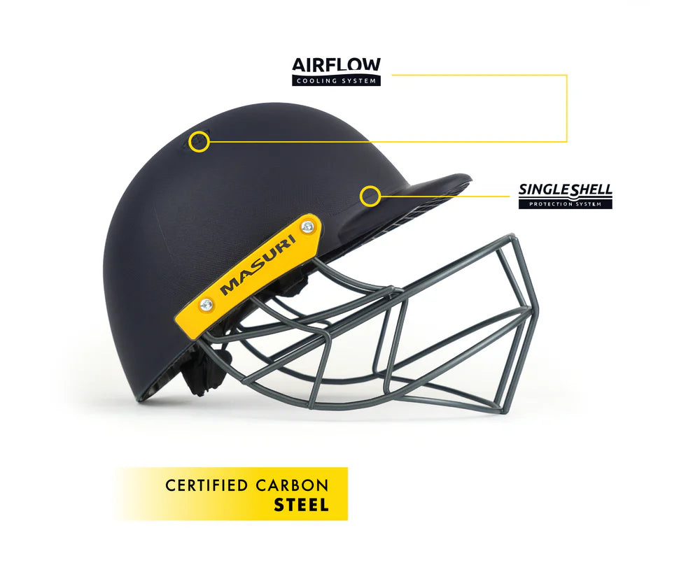 Masuri C Line Plus Steel Cricket Helmet - Navy Blue | Lightweight & Durable Protection for Cricket Players | Perfect for Practice & Competitive Matches