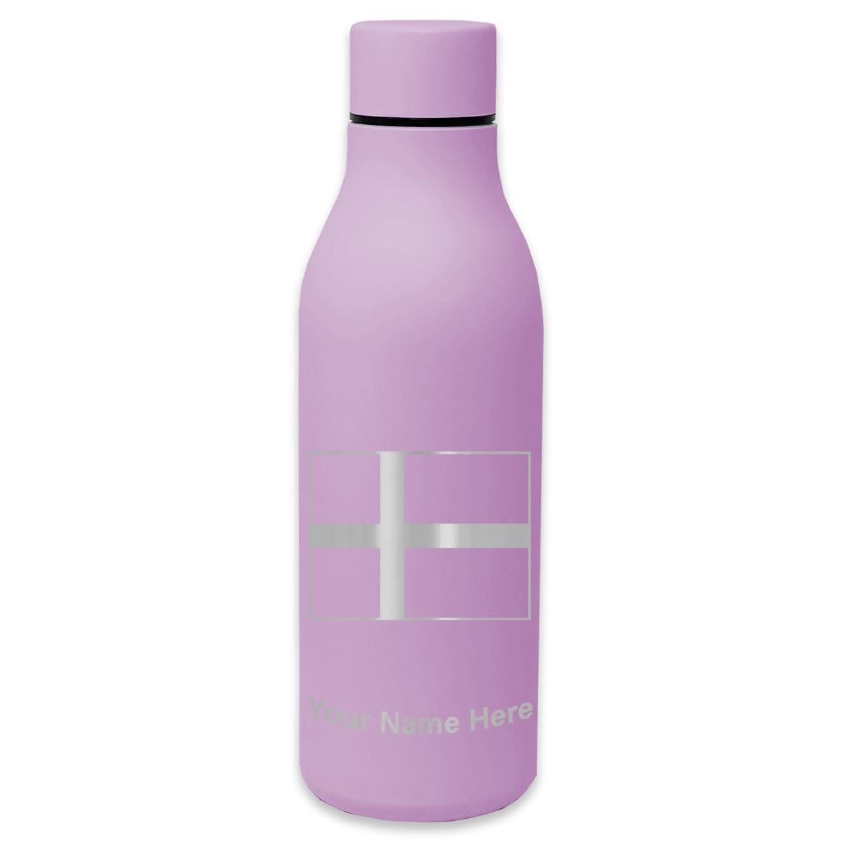LaserGram Double Wall Insulated Stainless Steel Water Bottle with Denmark Flag Design - Personalized Engraving - Leakproof & Sweatproof - Perfect for Gym, Hiking, Travel & Office Use
