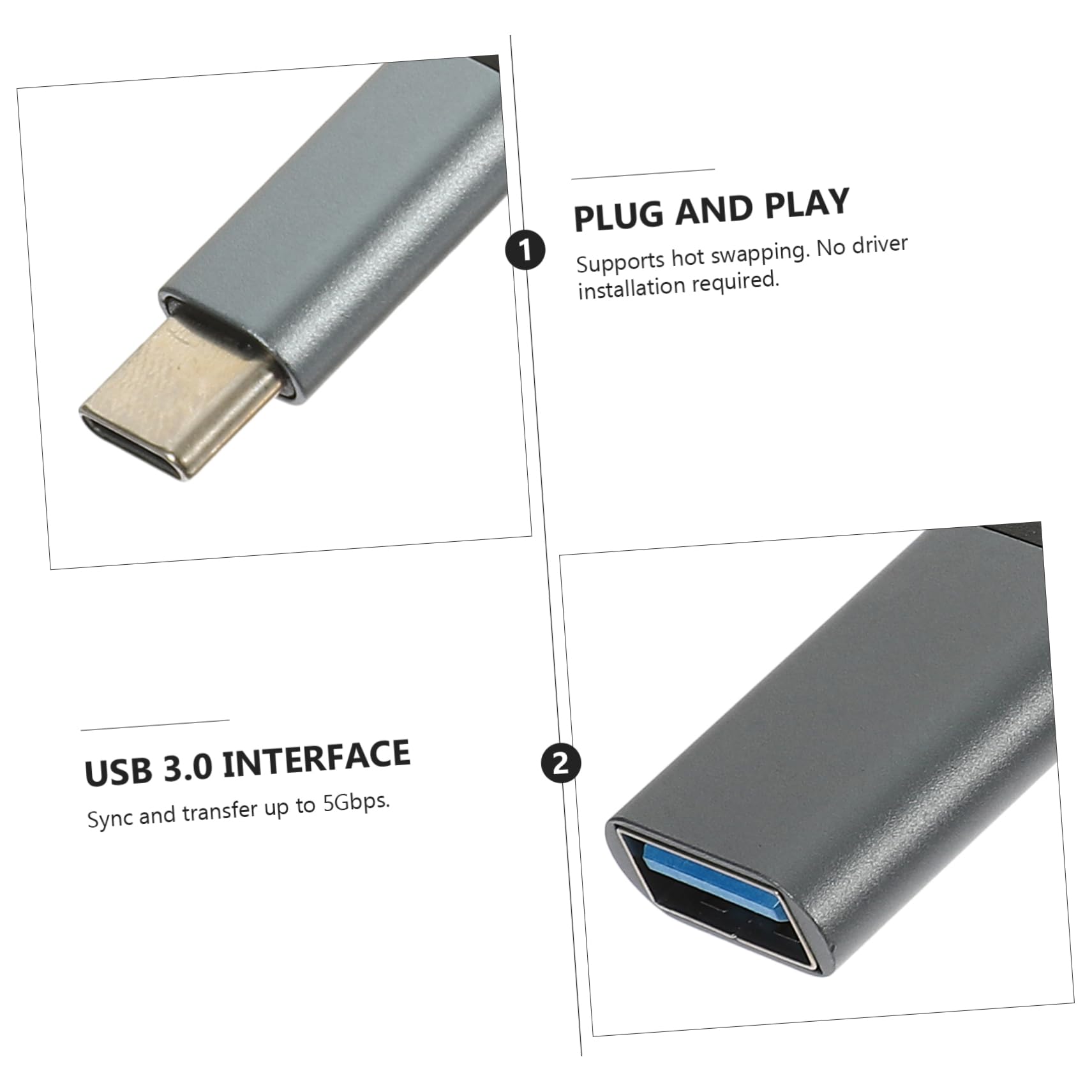 3-Pack USB Type C Cable Set - 3A Fast Charging USB C to USB 3.0 Adapter, USB C Female to USB Male Converter, USB B to USB C Cable - Compatible with Smartphones, Tablets & Laptops for Fast Charging & Data Transfer