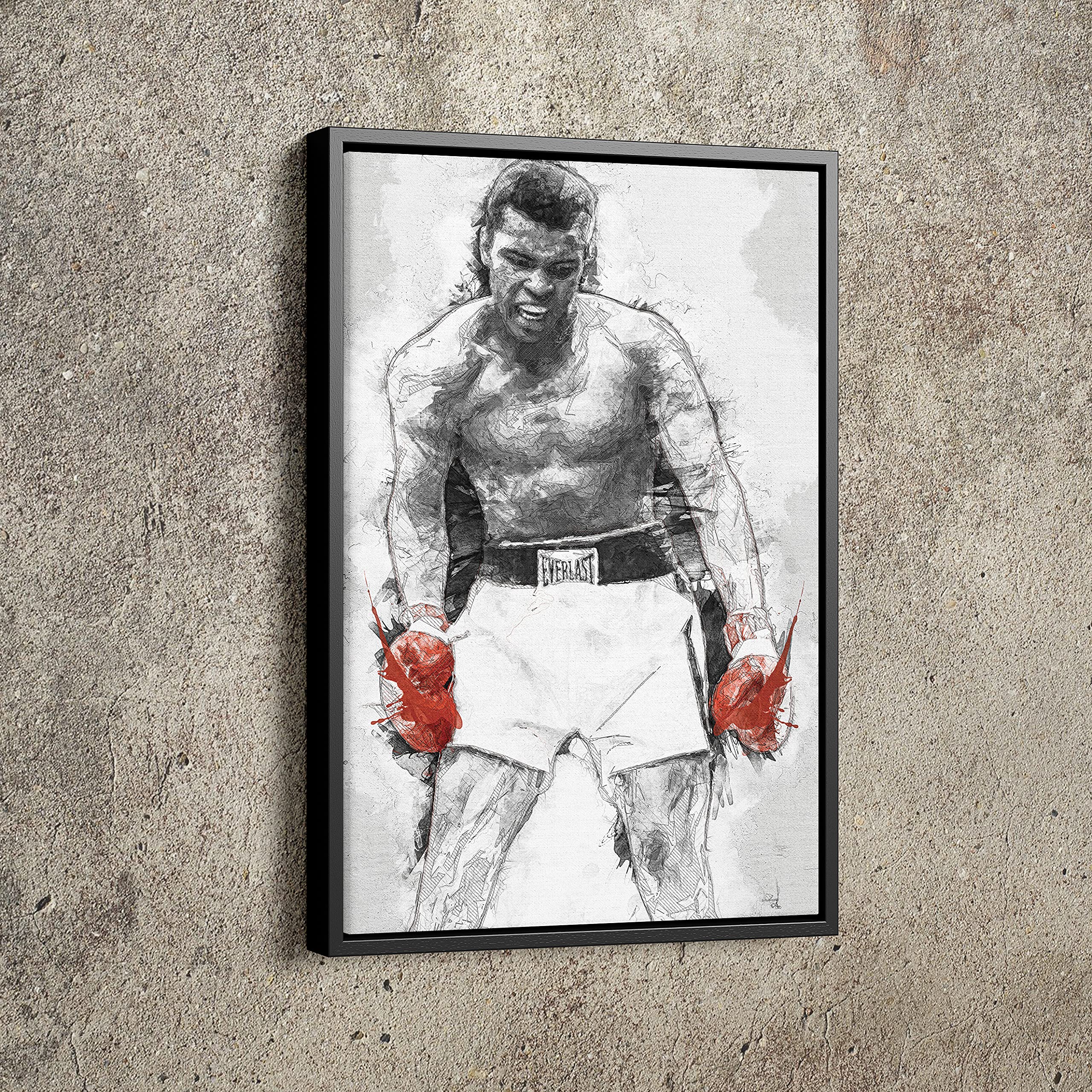 Muhammad Ali Boxing Art Poster - Handmade Canvas Framed Print (18